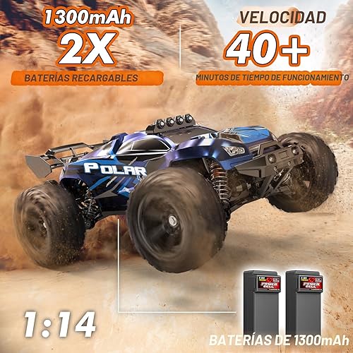 Miniatura 2 de Rc Cars 114 All Terrain RC Car para adultos y niños, 4WD Off-Road RC Truck de alta velocidad rápido 40+ KPH, 4X4 impermeable a control remoto con 2