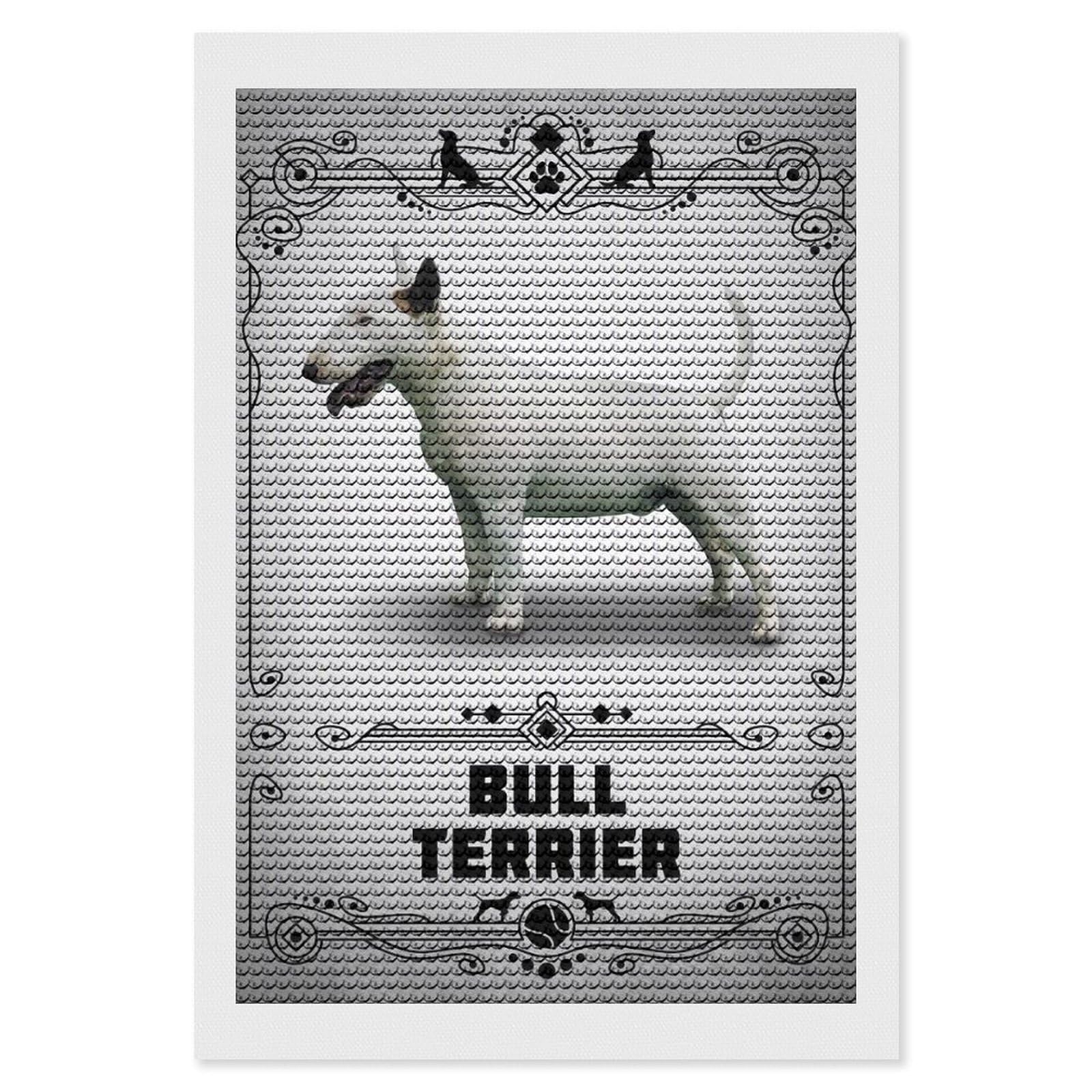 Junmoney Bull Terrier DIY Diamond Art Canvas Kit 8"x12", Winter Craft, Mindful Craft Project, Aesthetic Room Decor, Decor Project