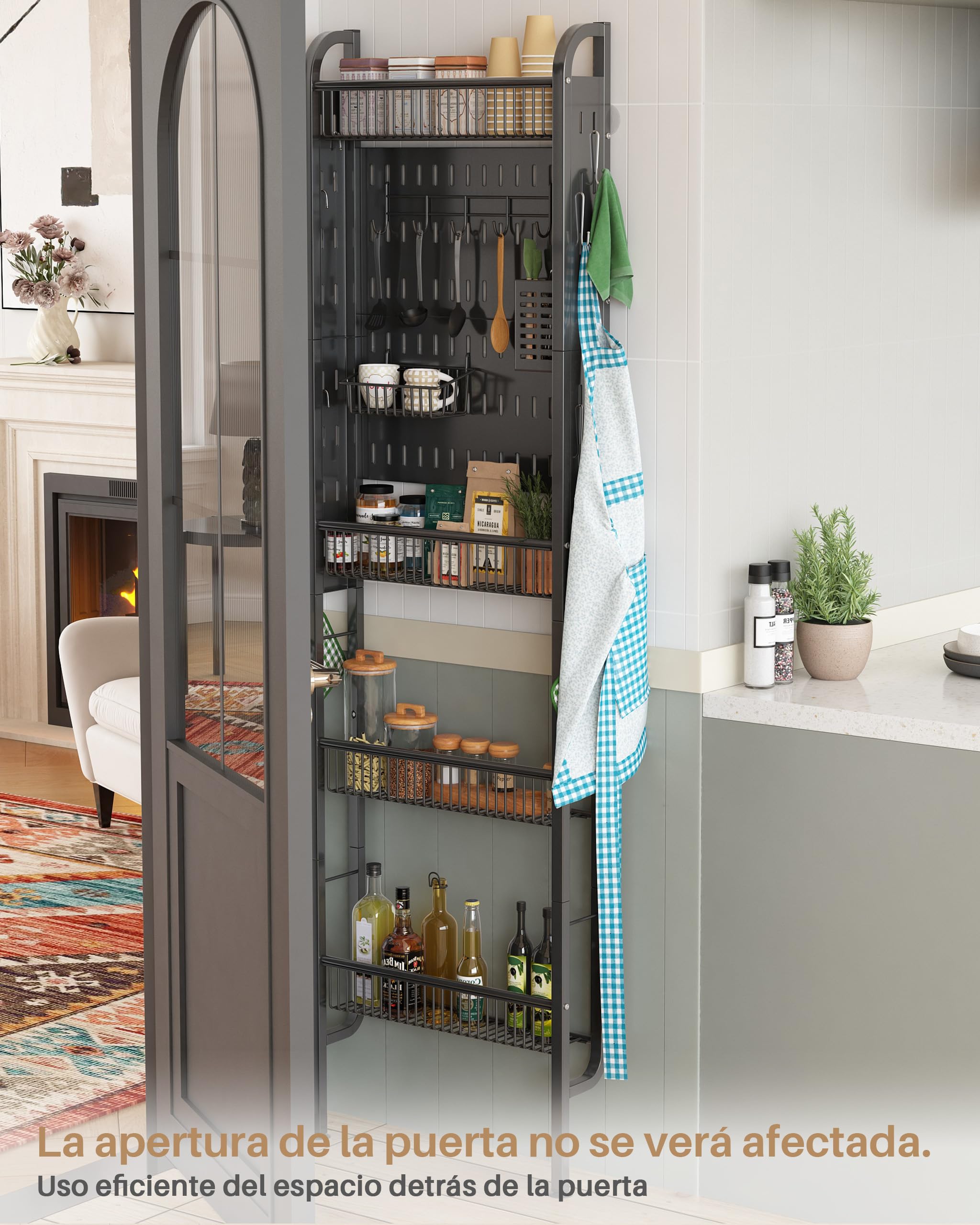 UMDONX Estante Estrecho para Baño de 4 Niveles, Organizador de Metal Estrecho para Baño y Cocina, Multiusos para Espacios Pequeños (Negro)