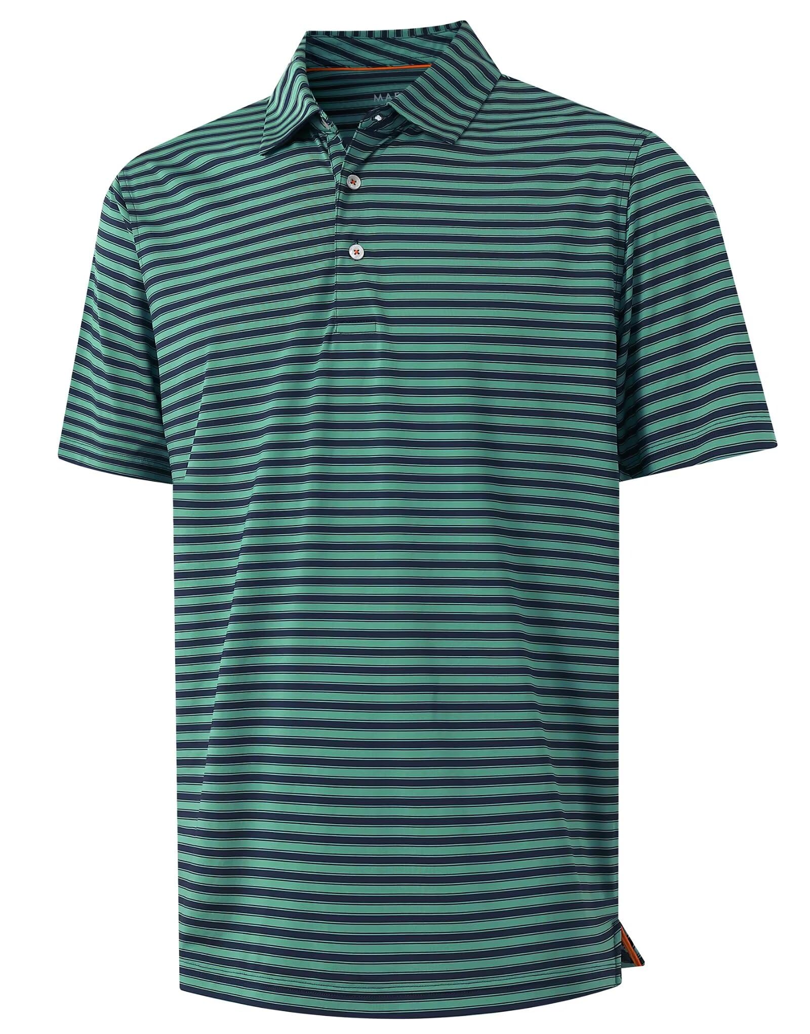 M MAELREG Golf Shirts for Men Short Sleeve Dry Fit Casual Striped Performance Moisture Wicking Collared Mens Polo Shirts