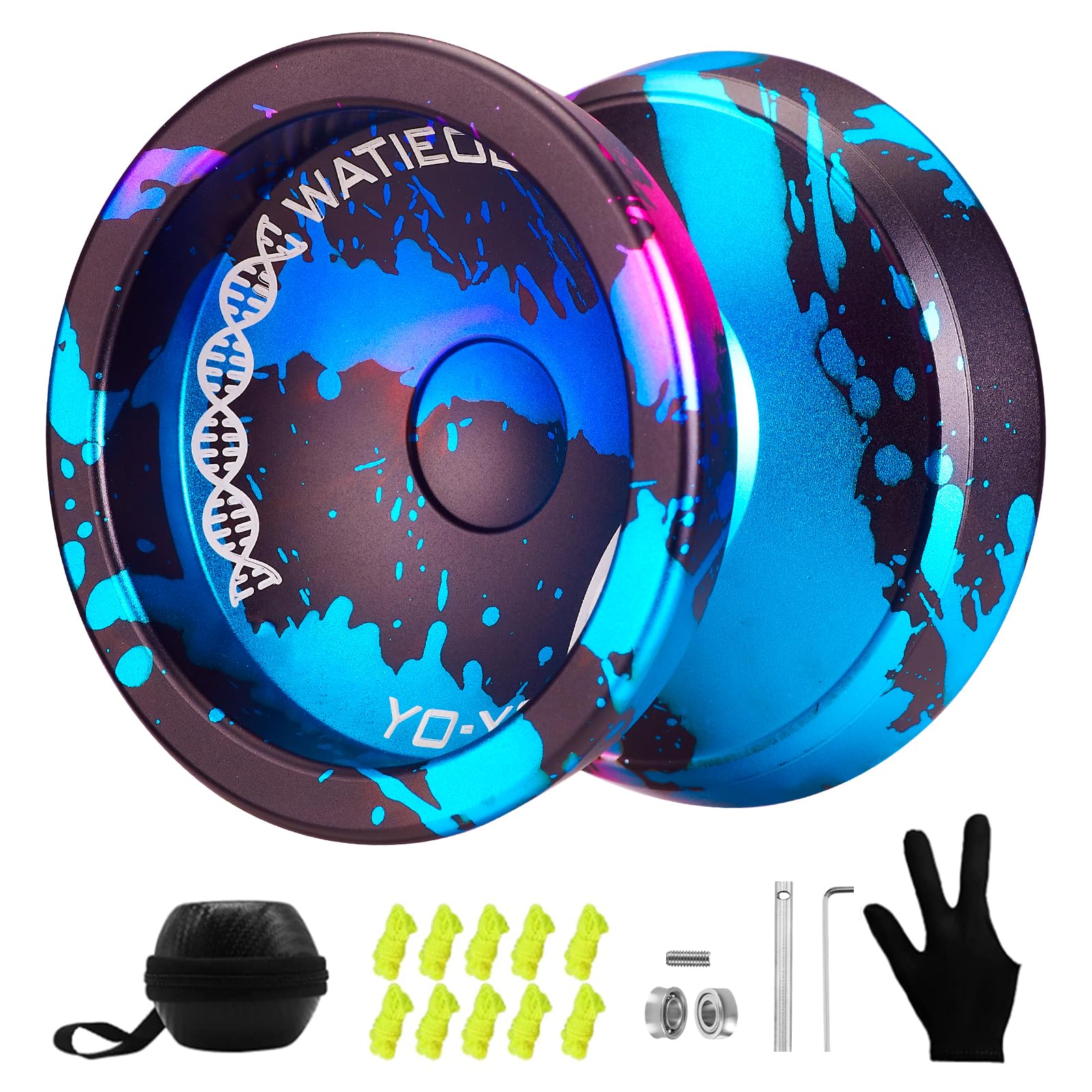 WATIEOBOO yoyo Professional Responsive Yoyo Bearing for Kids 8-12 Beginner Unresponsive Yo yo Bearing for Fingerspin yoyos Tricks with Yoyo Accessories-Dark Blue Pink