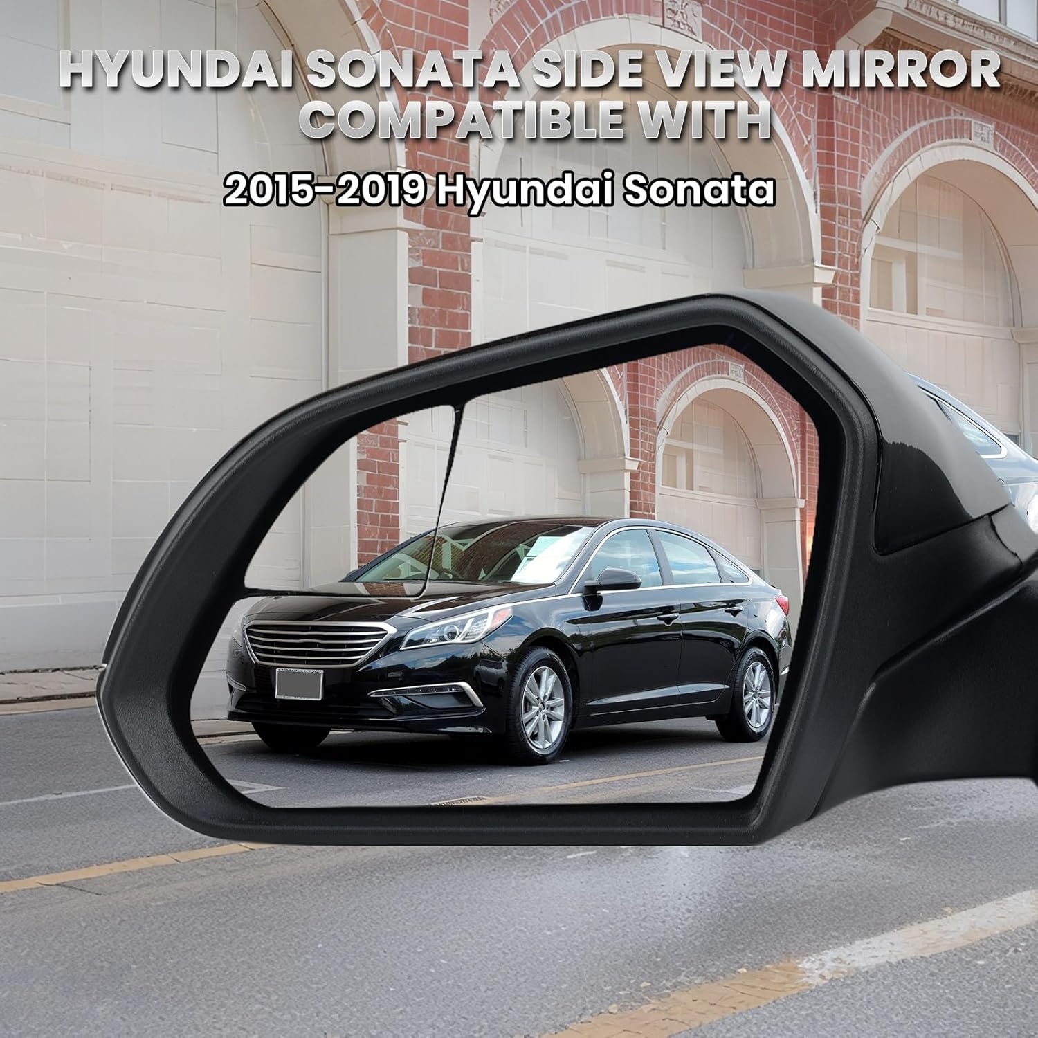 Left Driver Side Mirror Compatible with Hyundai Sonata 2015 2016 2017 2018 2019 Power Glass Manual Folding Heated with Blind Spot Detection 5 Pins Replace HY1320203 | 87610-C2000 (Black)
