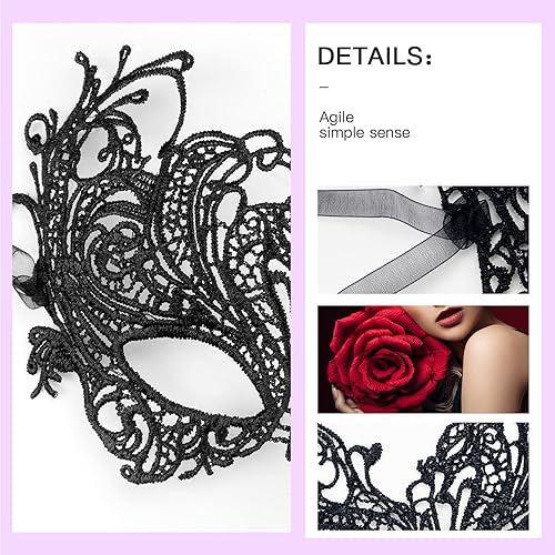 Miniatura 6 de 4 PCS Mardi Gras Lace Mask Masquerade Mask for Women Carnival Lady Venetian Elastic Mask Halloween Mardi Gras Party