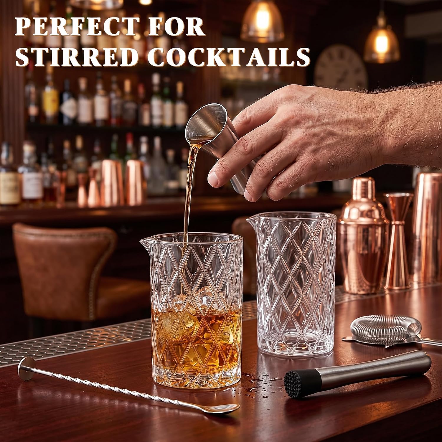 Cocktail Mixing Glass Set, Lead‑Free Crystal Stirring Glass image 4