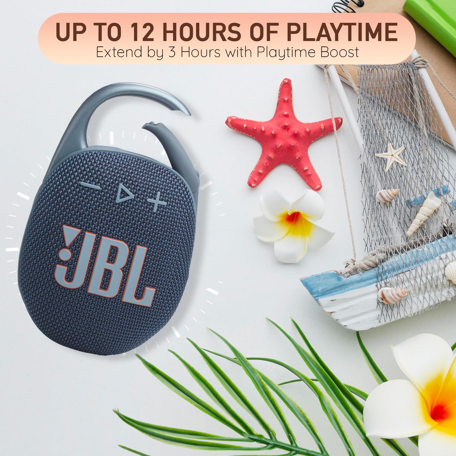 JBL Clip 5 Portable Bluetooth Speaker, IP67 Waterproof & Dustproof, Long-Lasting Battery - Red - Boomph's Comprehensive Ultimate Performance Cloth Solution for Your On-The-Go Sound Experience