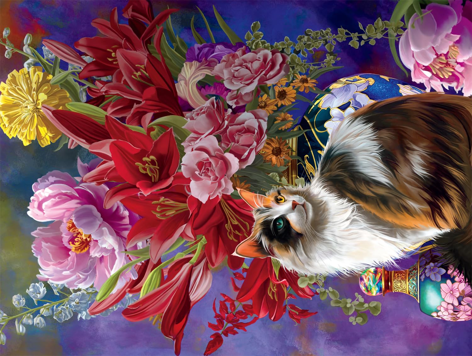 Buffalo Games 17313 Feline Elegance Jigsaw Puzzle, Multi, Multicolor, 24 x 18 inches