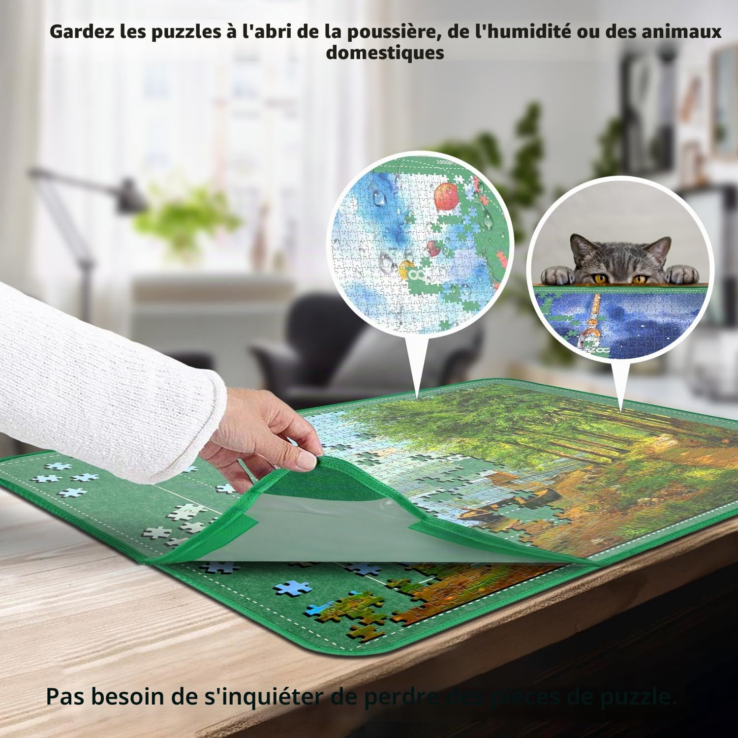 MOZOOSON Plateau Puzzle 2000 Pieces, Planche Puzzle, Puzzle Board Pliable avec Accessoires de Rangement 41.3x31.5in - 8 Plateau et 1 Couvercle Transparent pour Déplacement et Stockage Faciles