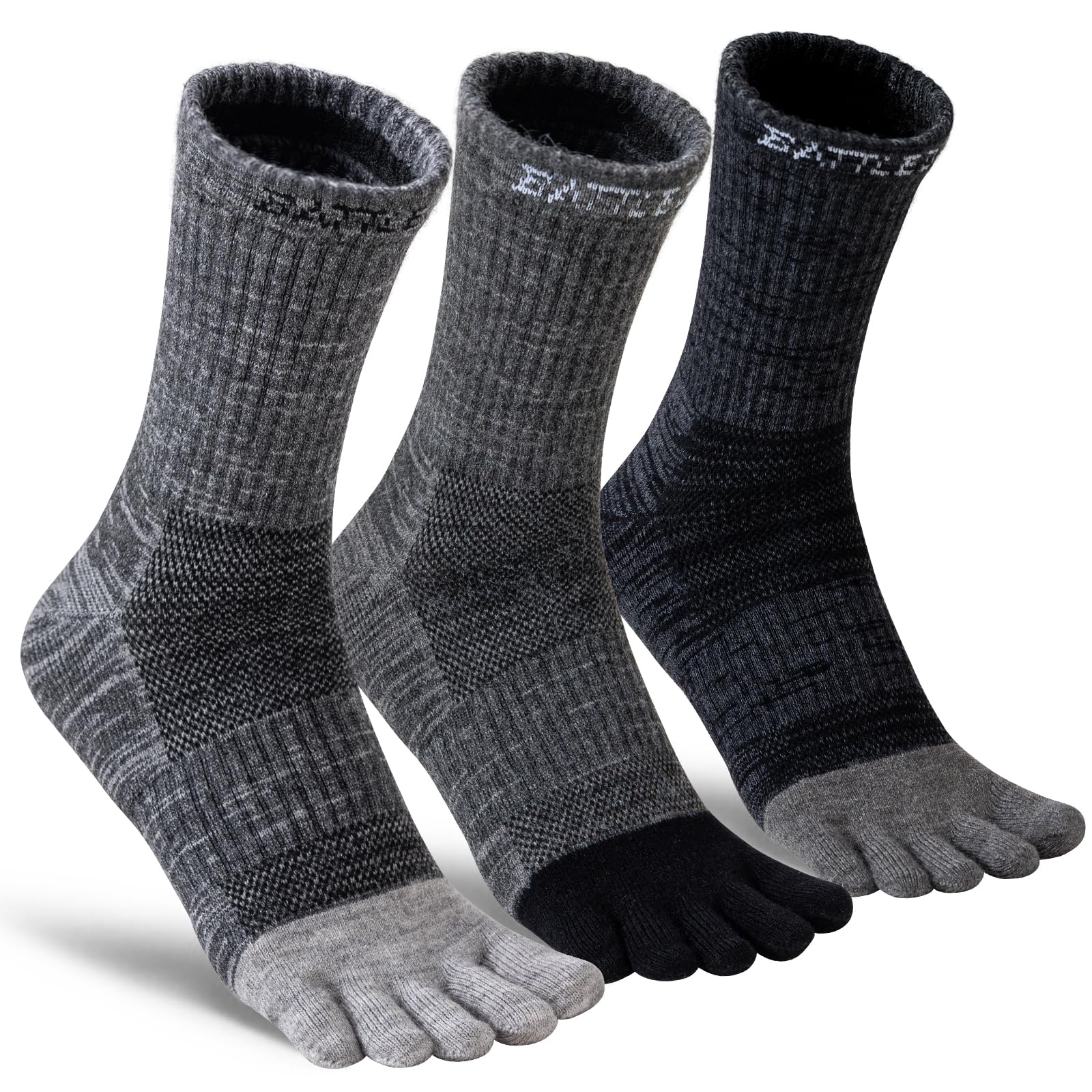 Merino Wool Toe Socks,Hiking Running Crew Socks for Women Men