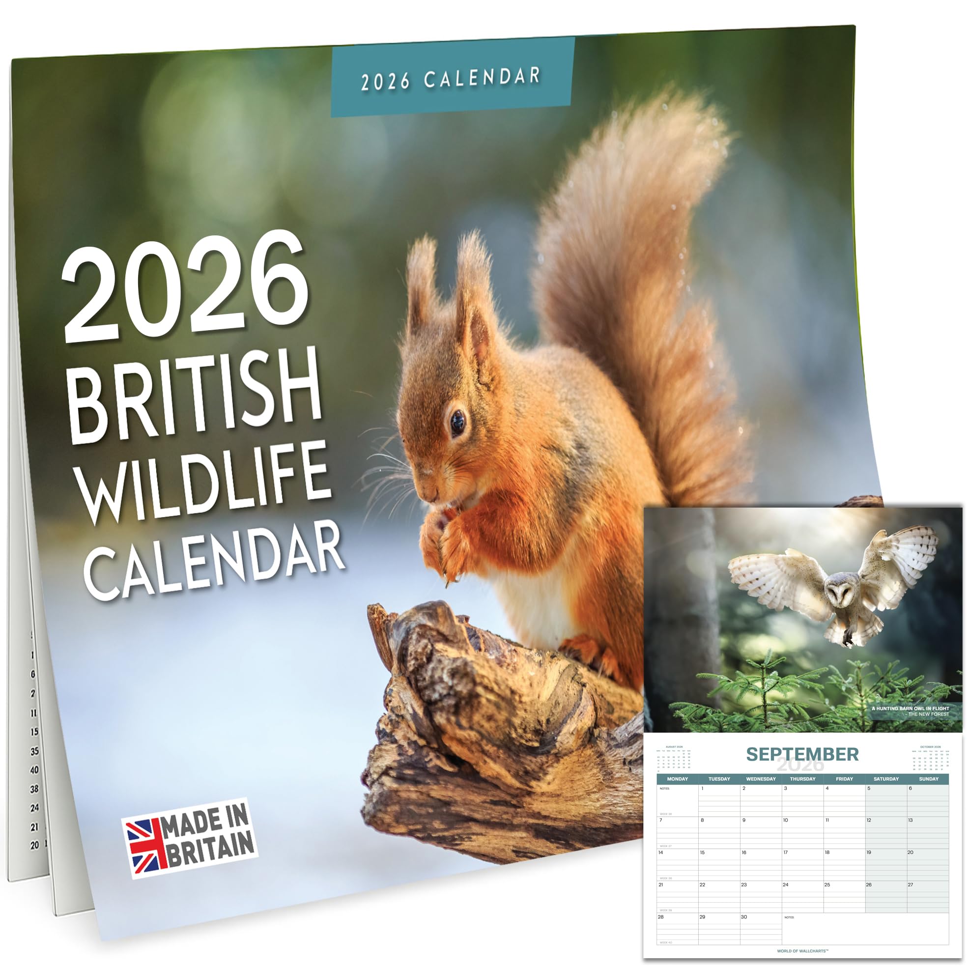 Calendar 2026 – UK British Wildlife – 2026 UK Calendar with Nature & Animal Photography – Country Style Scenic 2026, Month to View Organiser for Home & Office