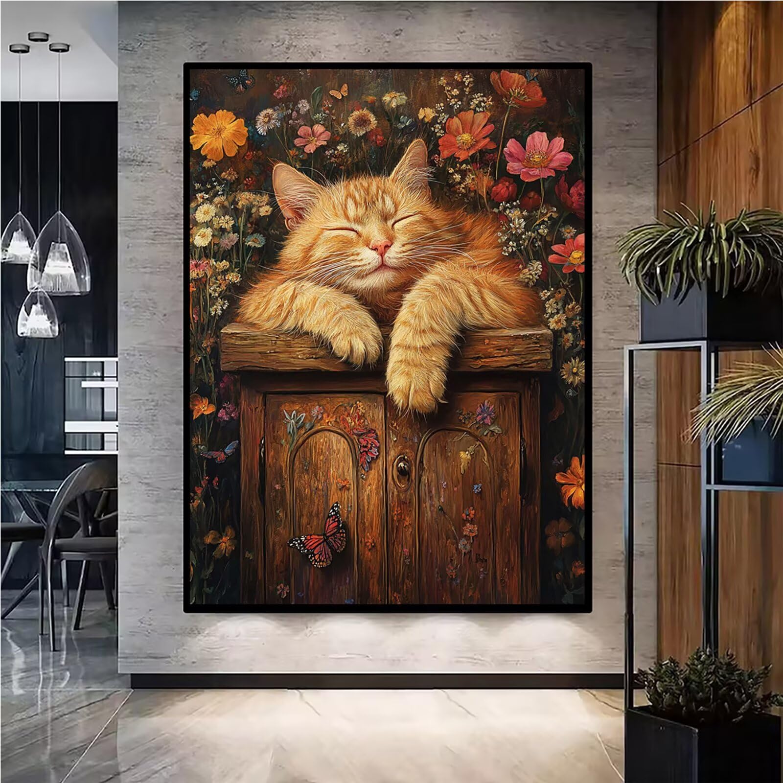 Diamond Painting Kit Completo, Diamond Painting Gatto, 5D Quadrato Pittura Diamante Kit Manualidades Adultos DIY Diamantini Crystal Art Disegni Ricamo Punto Croce Artigianale, 60x90cm Fiori j0-621