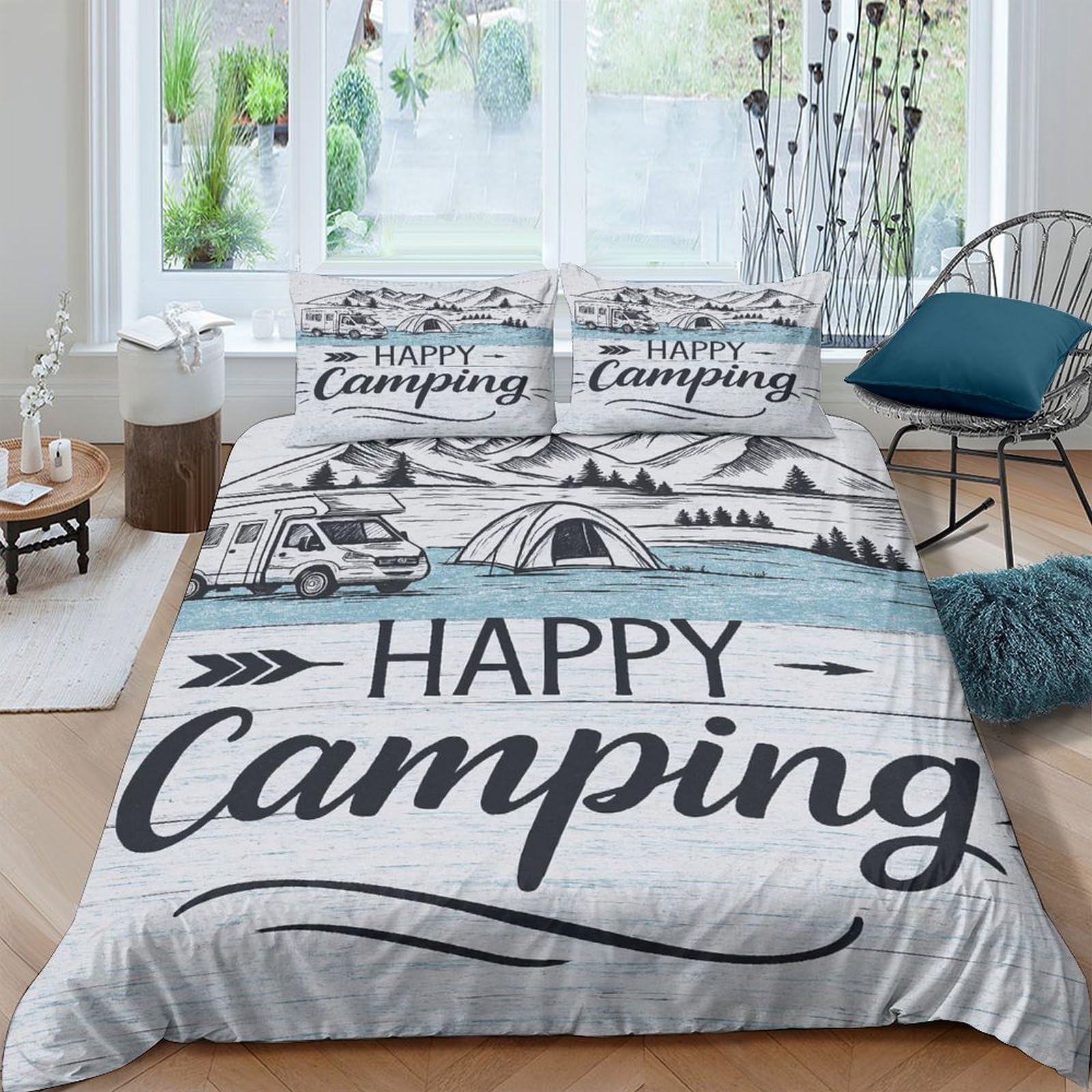 Ctjqhvkz Style-5 3D Printed Camping Landscape Fitted Sheet Microfiber Soft Breathable Forest Tent Bed Cover For Bedroom Dorm Decoration Single（135X200cm）