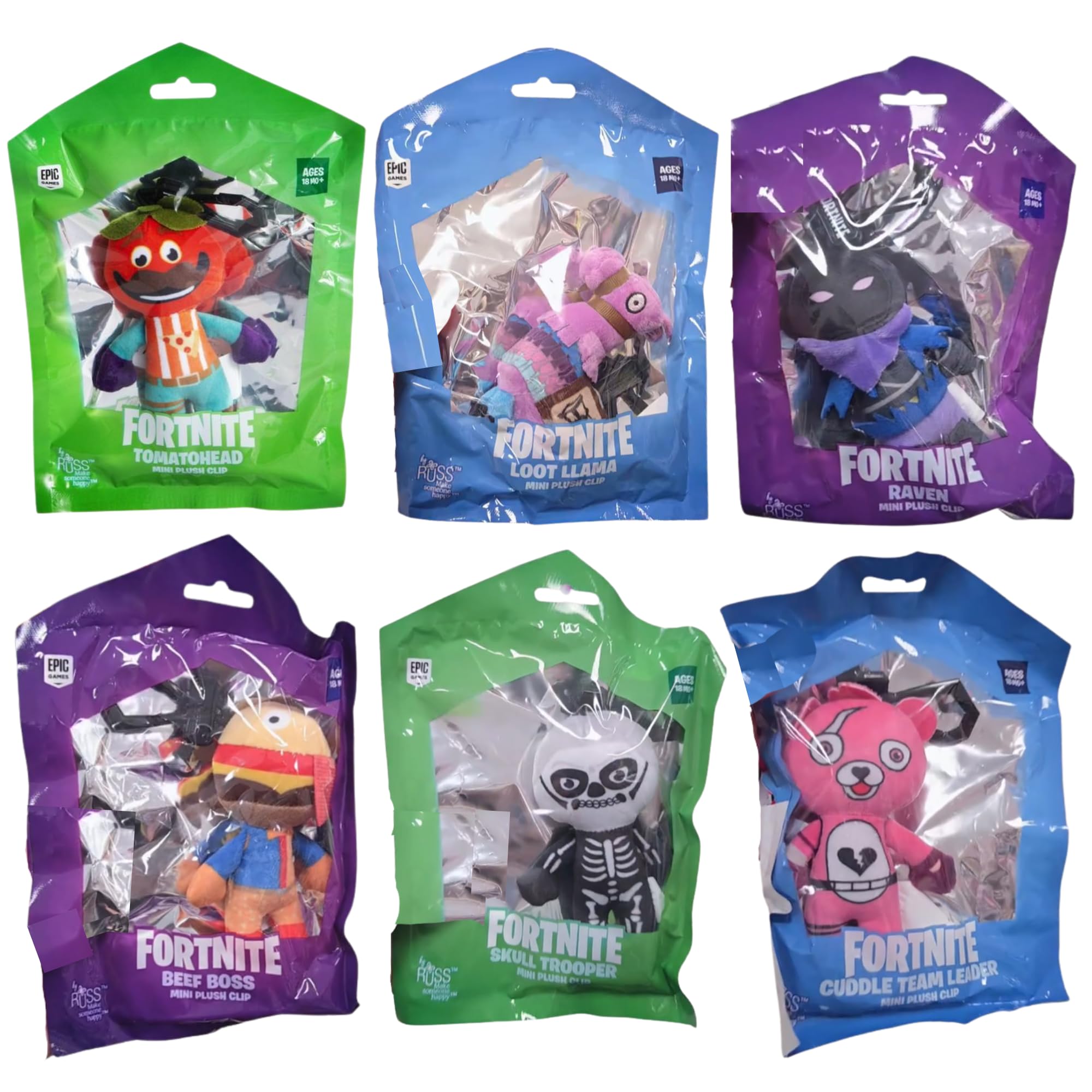 Fortnite 4" 10cm Super Soft Gift Quality Plush Bagclip - Pack of All 6