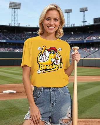 Baseball Shirts for Women Baseball Fan Shirt Game Day Player T-Shirt Funny Sport Team Fans Short Sleeve Tee Tops