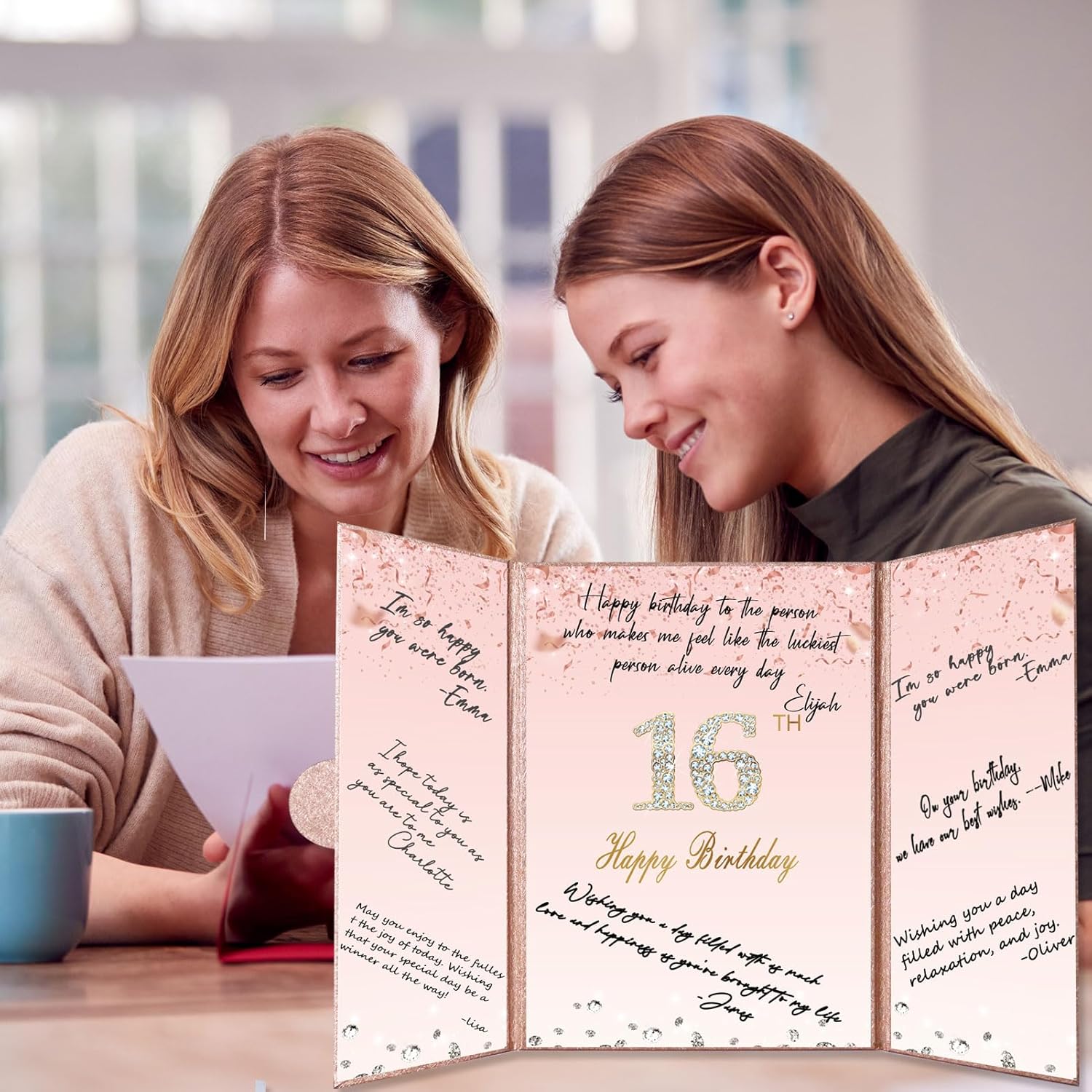 Crenics Sweet 16 Birthday Decorations, Creative Rose Gold 16th Birthday Guest Book Alternative, Large 16th Birthday Signature Book 12" x 18", Great 16 Years Old Birthday Gifts for Girls - Image 6