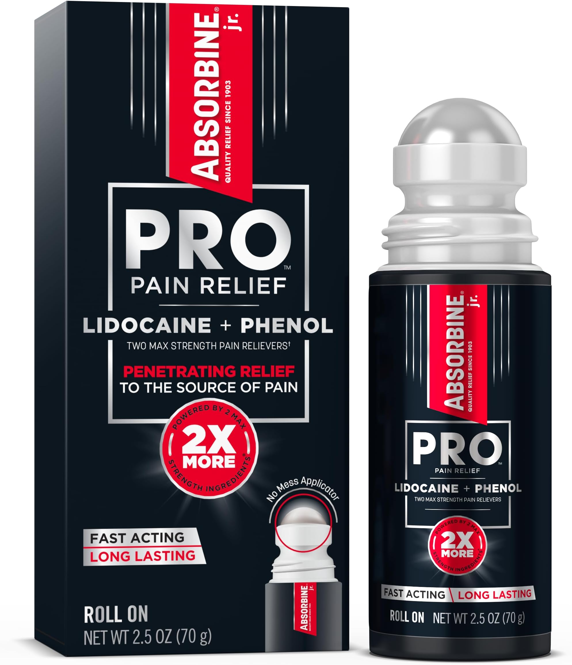 - PRO Maximum Strength Lidocaine Roll-On for Targeted Nerve and Muscle Pain Relief, 4% Lidocaine + 1.5% Phenol, Fast Acting & Long Lasting, 2.5 oz