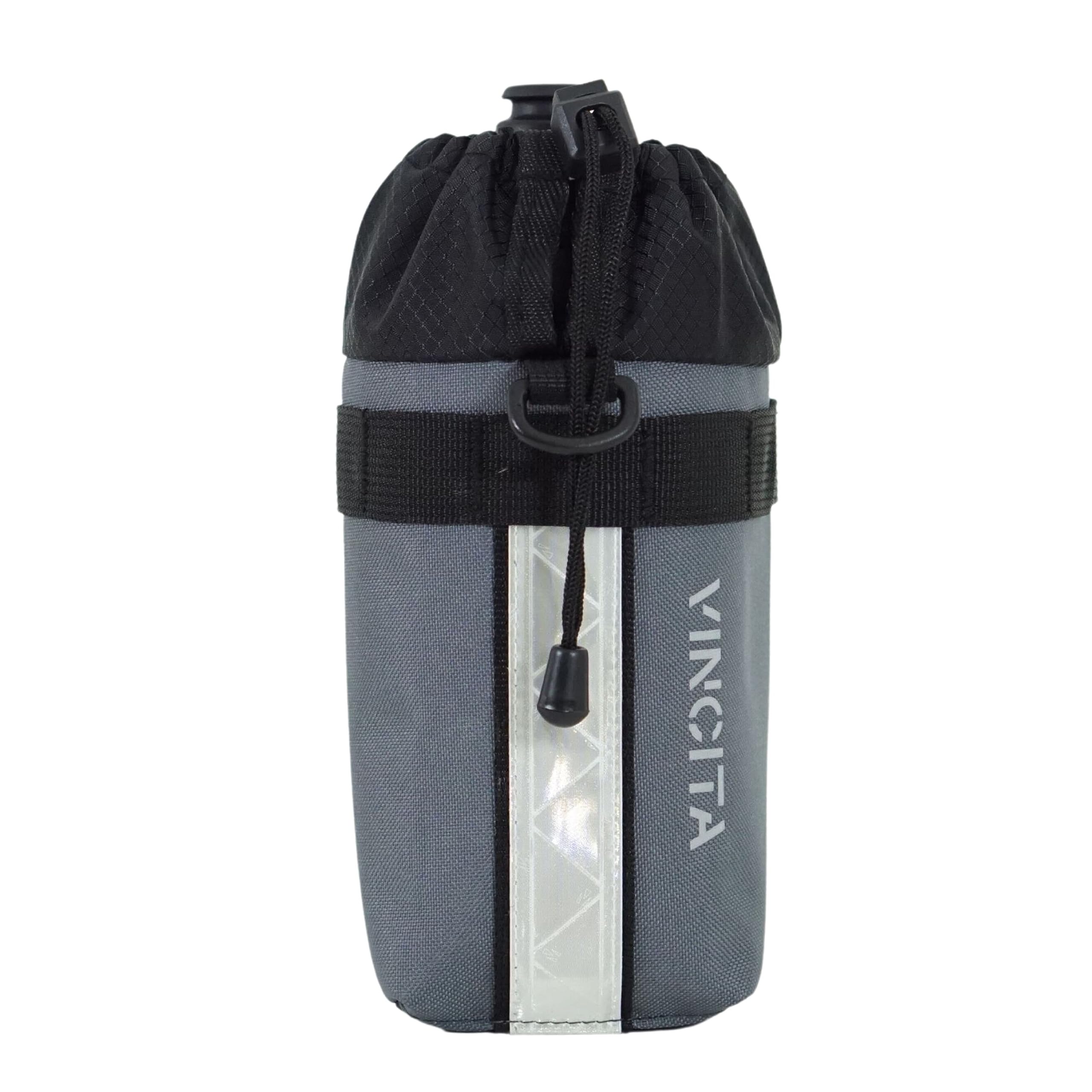 VINCITA Voyage Stem Bag Bike Water Bottle Holder Insulated Stem Bag Handlebar Attachment Cup Holder Food Snack Storage for Folding Bikes. (Grey, Small)…