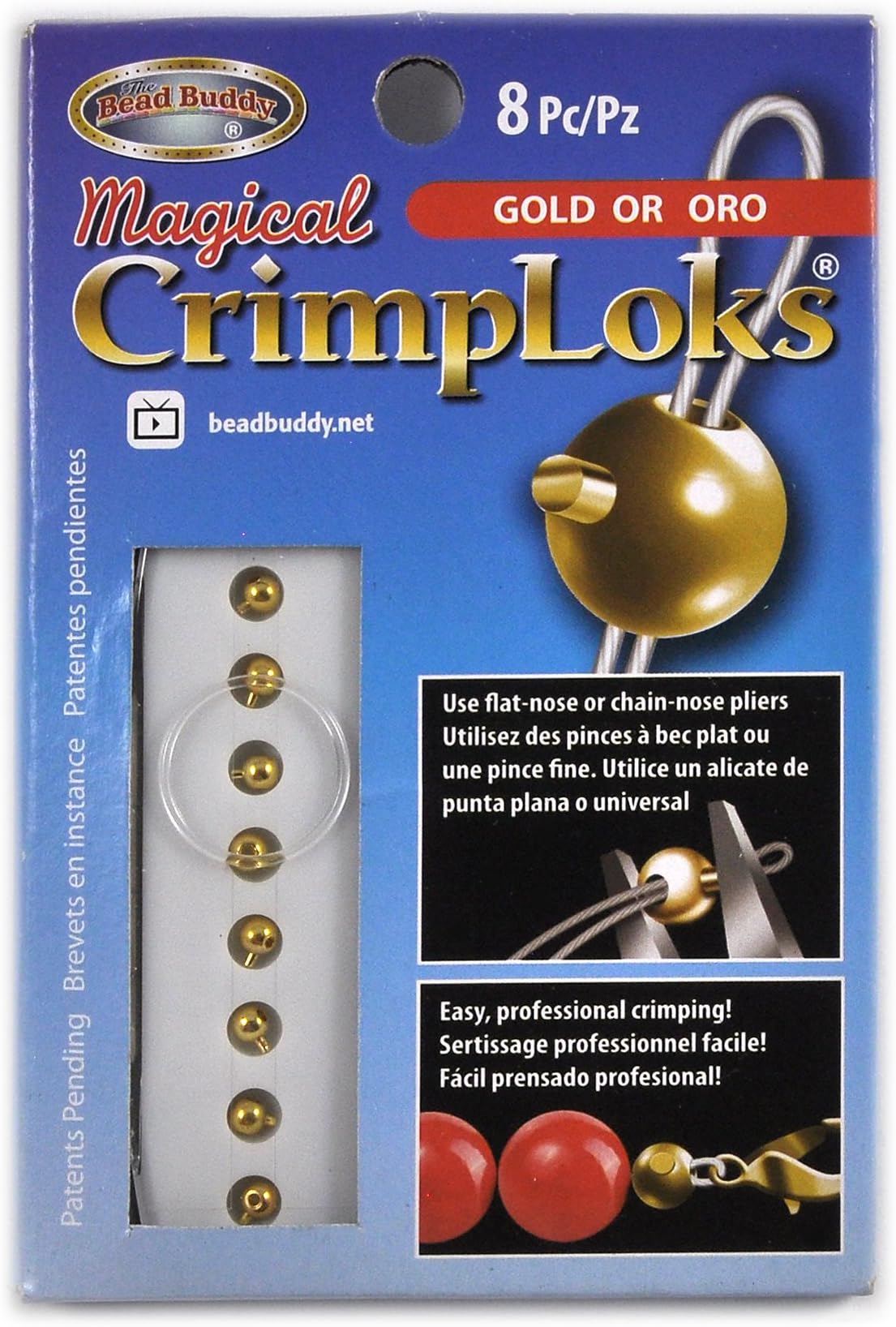 Bead Buddy 8 Pieces Gold Crimp Loks