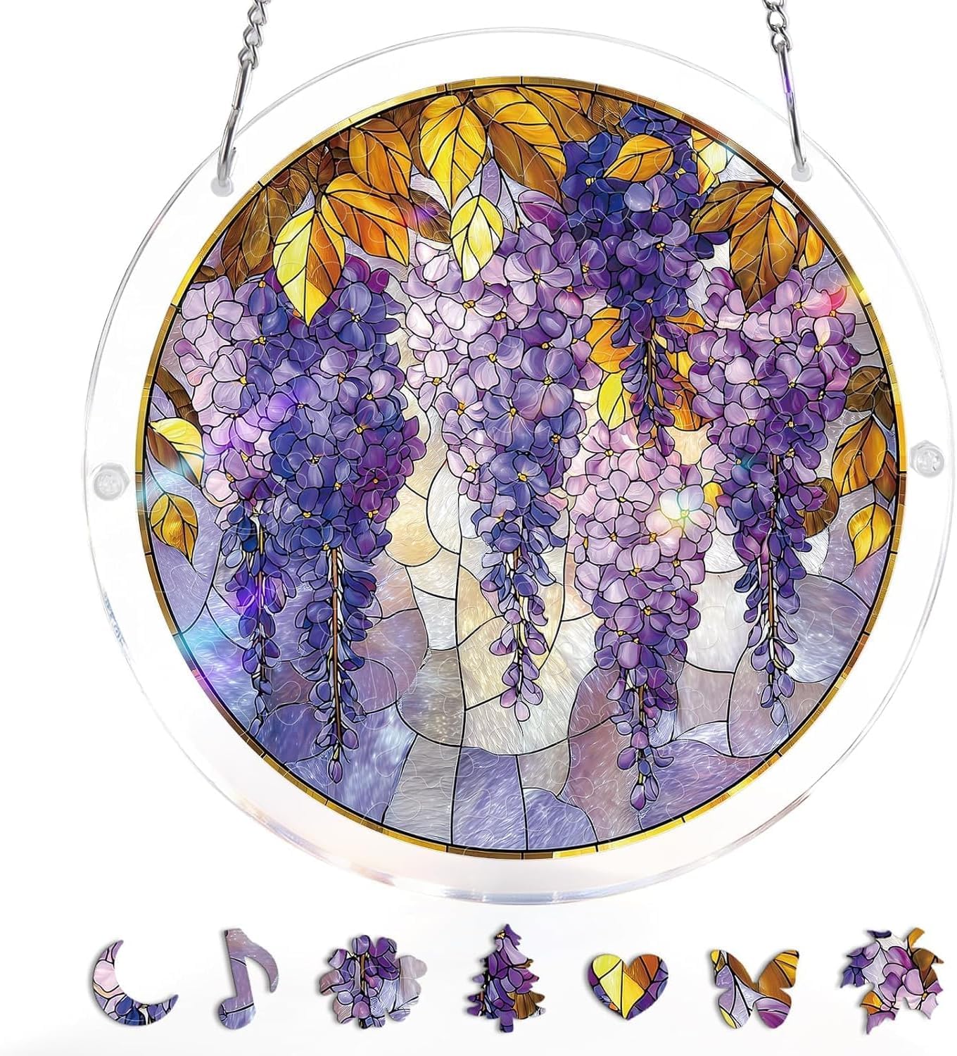 Acrylic Puzzle Suncatcher,83 Pieces Sun Catcher Stained Glass Acrylic Puzzle Decoration for Home Decor Birthday Women Men Mom (Chasing the Sun Sea) — view 8