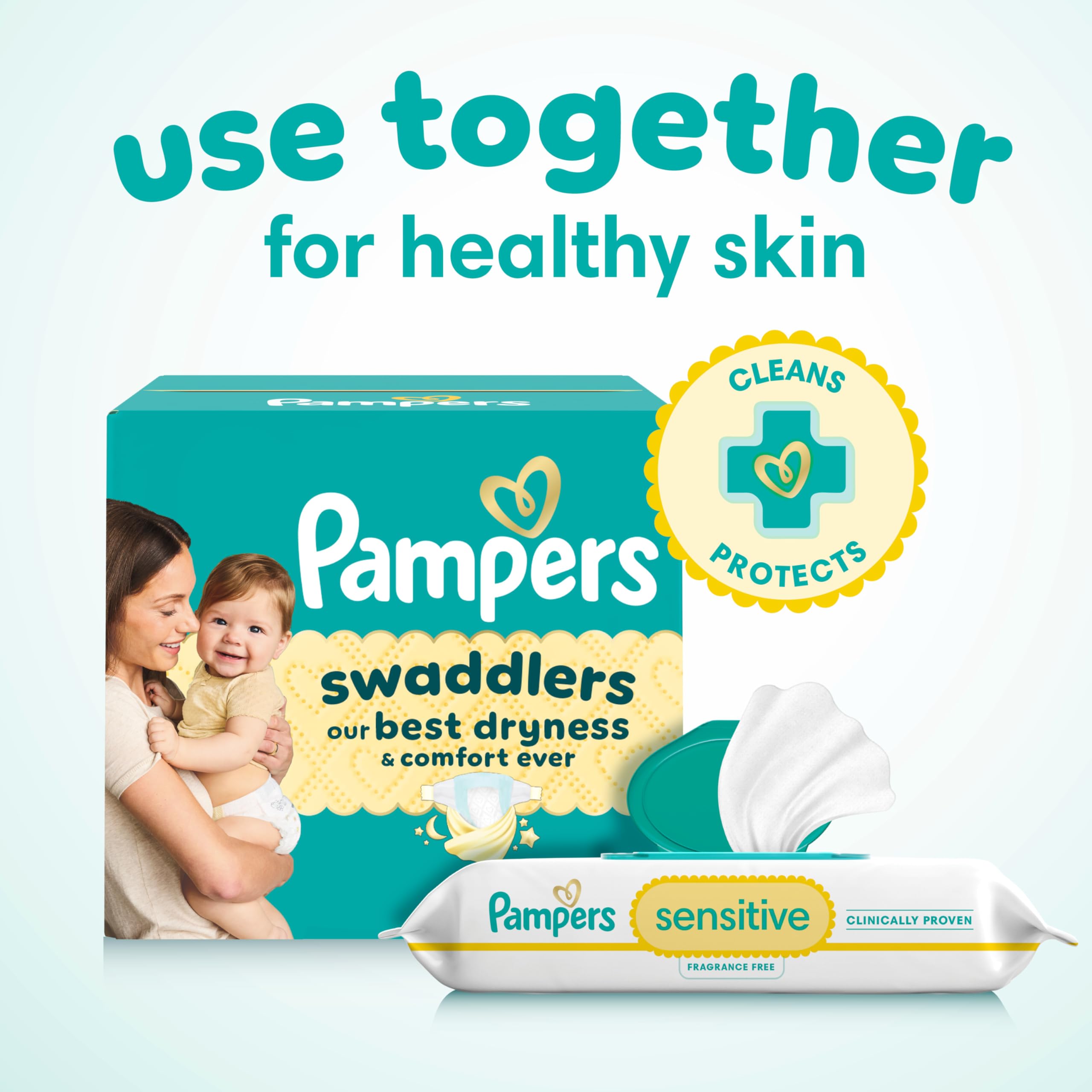 Pampers Sensitive - Toallitas húmedas para bebé, 1008 unidades, a base de agua, hipoalergénicas y sin perfume (el embalaje puede variar)