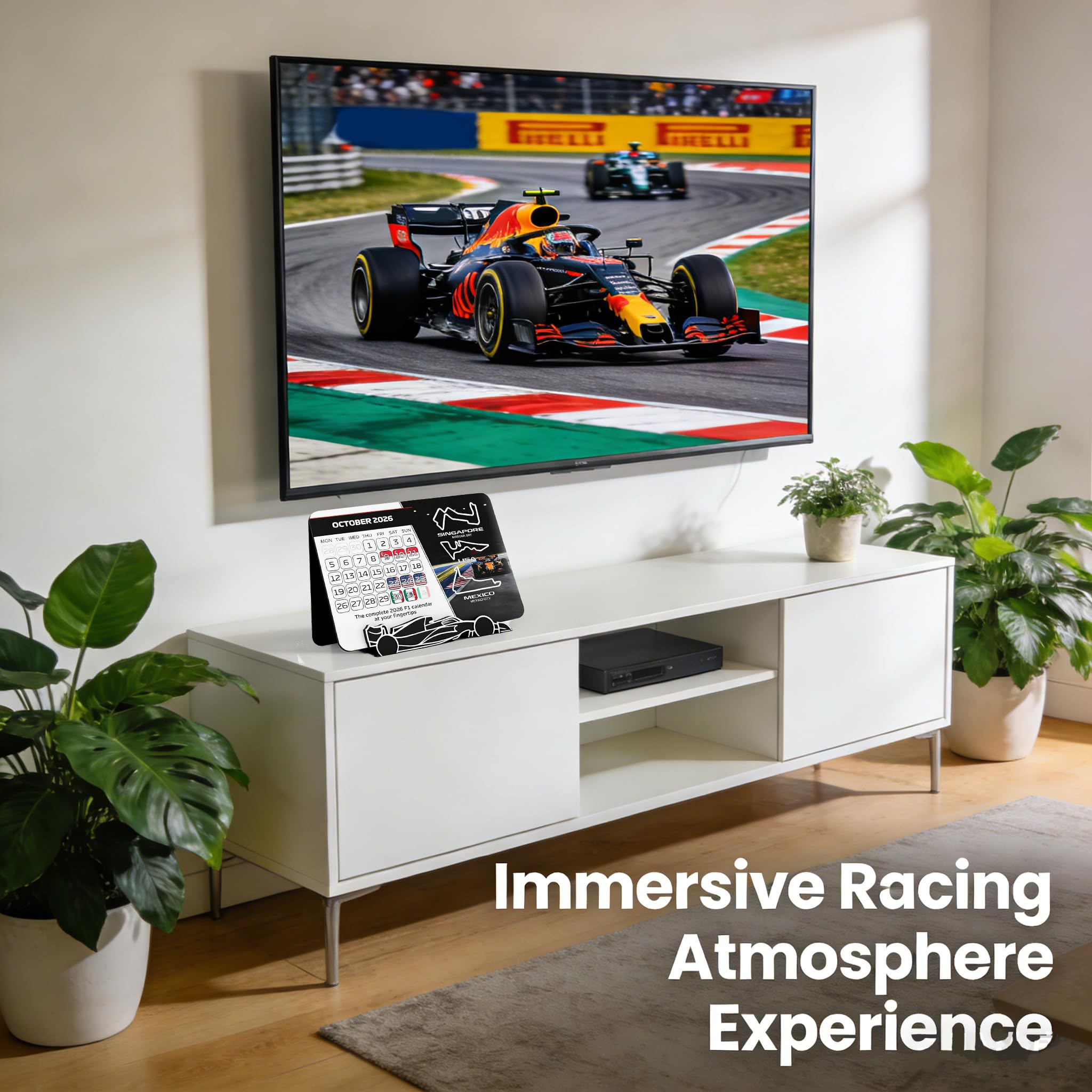 Calendrier de course F1 2026 - 18 x 14 cm - Grand calendrier de course pour le bureau avec calendrier complet - Calendrier de course 2026 avec support - Planificateur de course pour les fans de sport