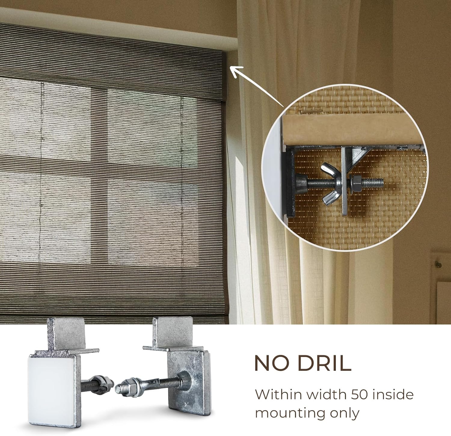 TWOPAGES Bamboo Roman Shades for Indoor Windows No Drill Blinds Natural Woven Custom Shades Cordless,P Series Rae Collection