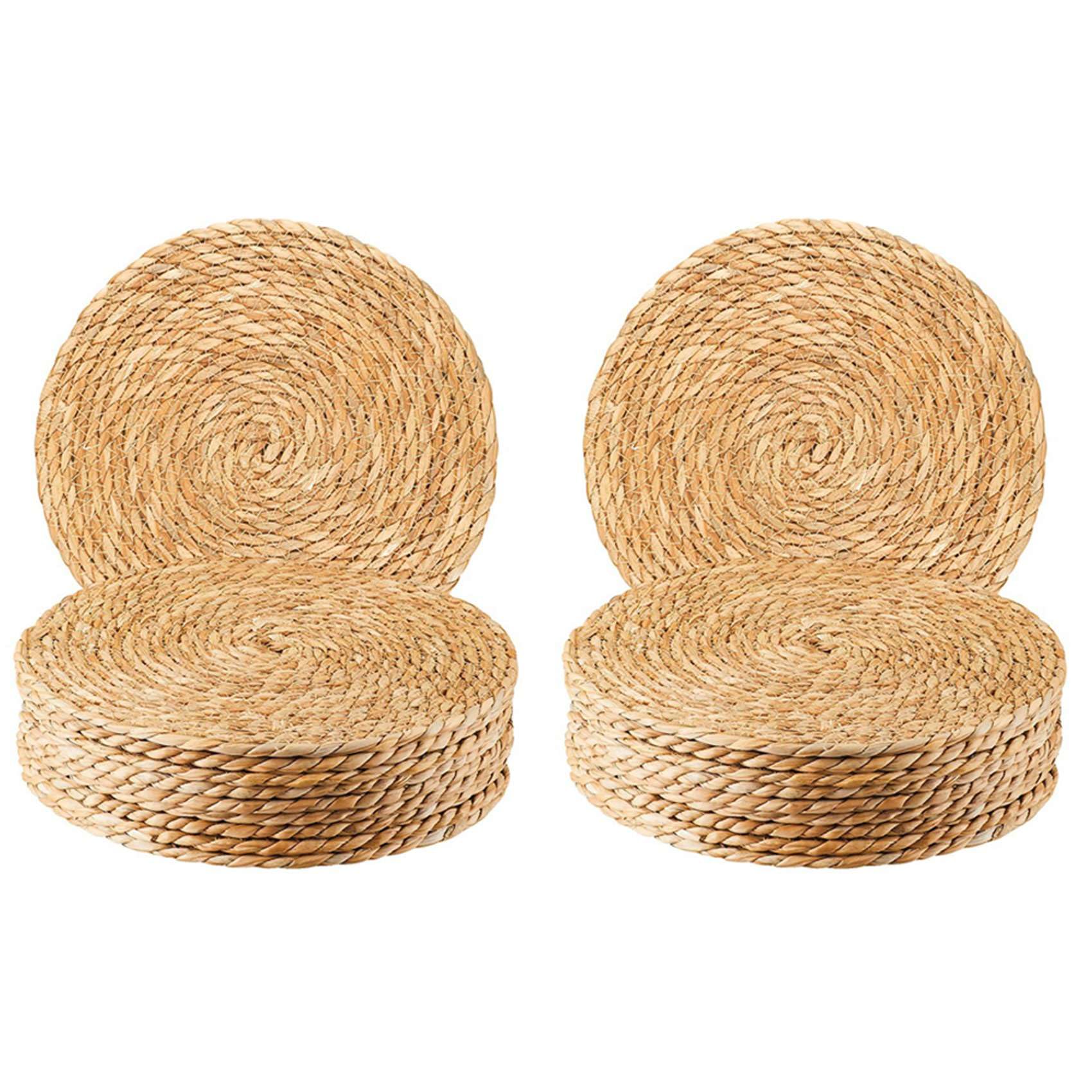 Sets de table tissés ronds en rotin bohème de 12 pouces | Lot de 20 pièces pour repas