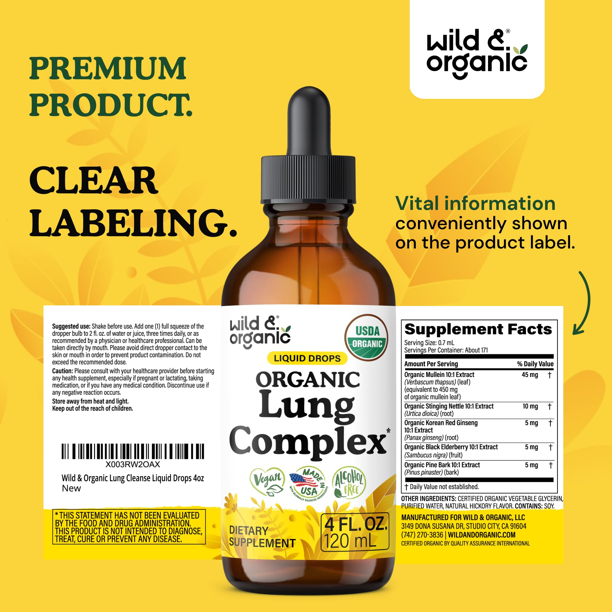 USDA Organic Lung Cleanse Detox Tincture - Mullein Drops for Lungs - 4 oz — Amazon image 9