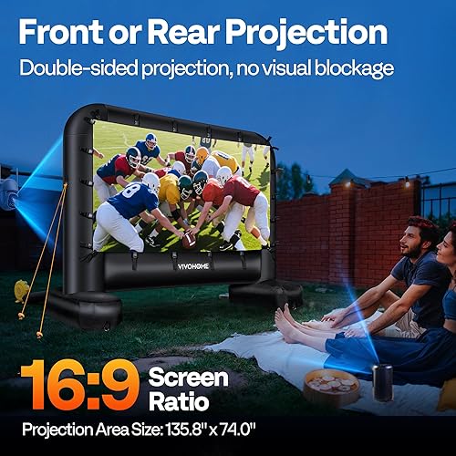 Miniatura 3 de VIVOHOME Pantalla de proyector inflable de 16 pies para exterior, pantalla de cine inflable para uso al aire libre, pantalla de TV Mega grande con