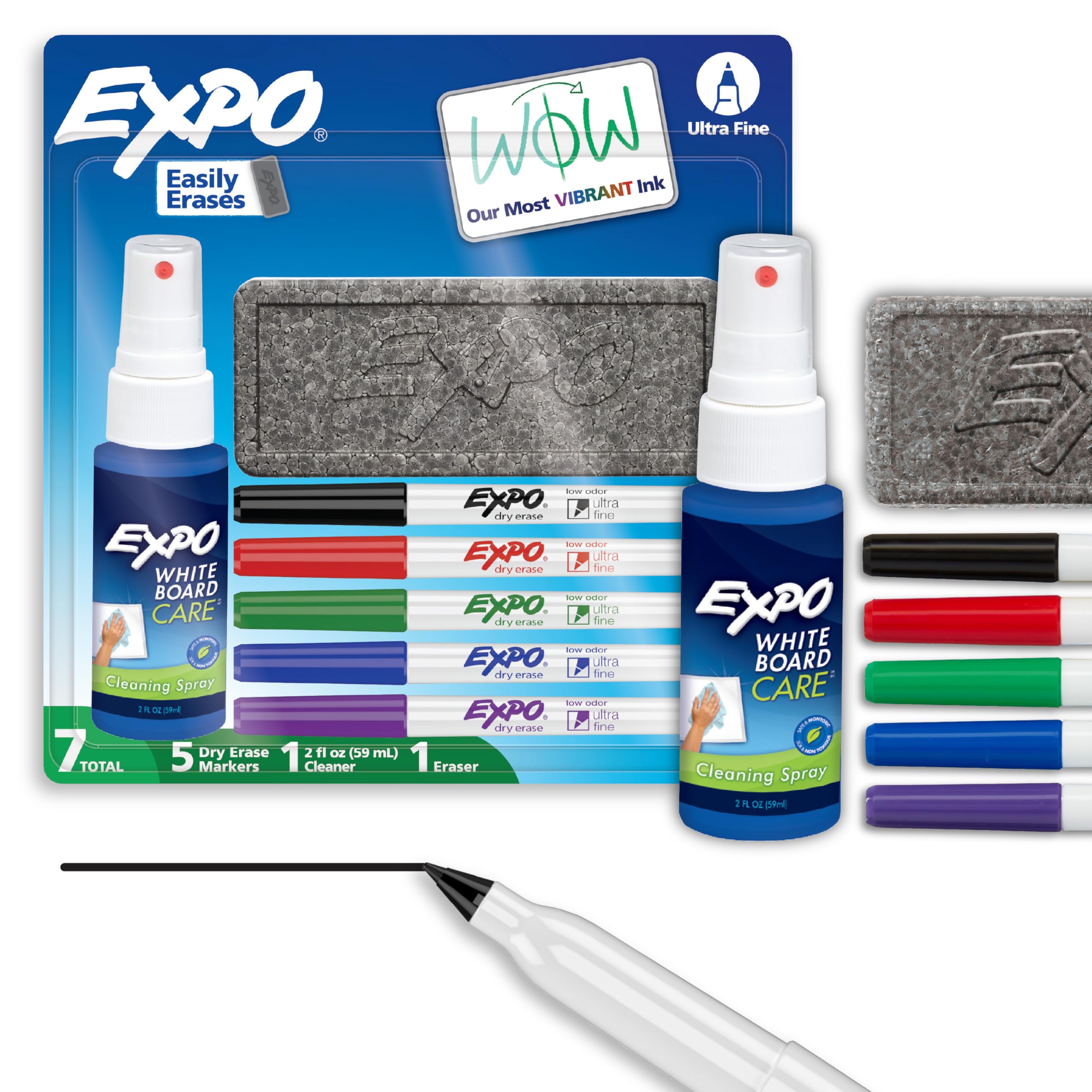 Expo low-odor Dry Erase Set Ultra Fine Tip, 7 Pieces, Assorted Colors, Size: 7 Piece Color: Assorted Colors, Model: 1884310, Office Accessories & Supply Shop
