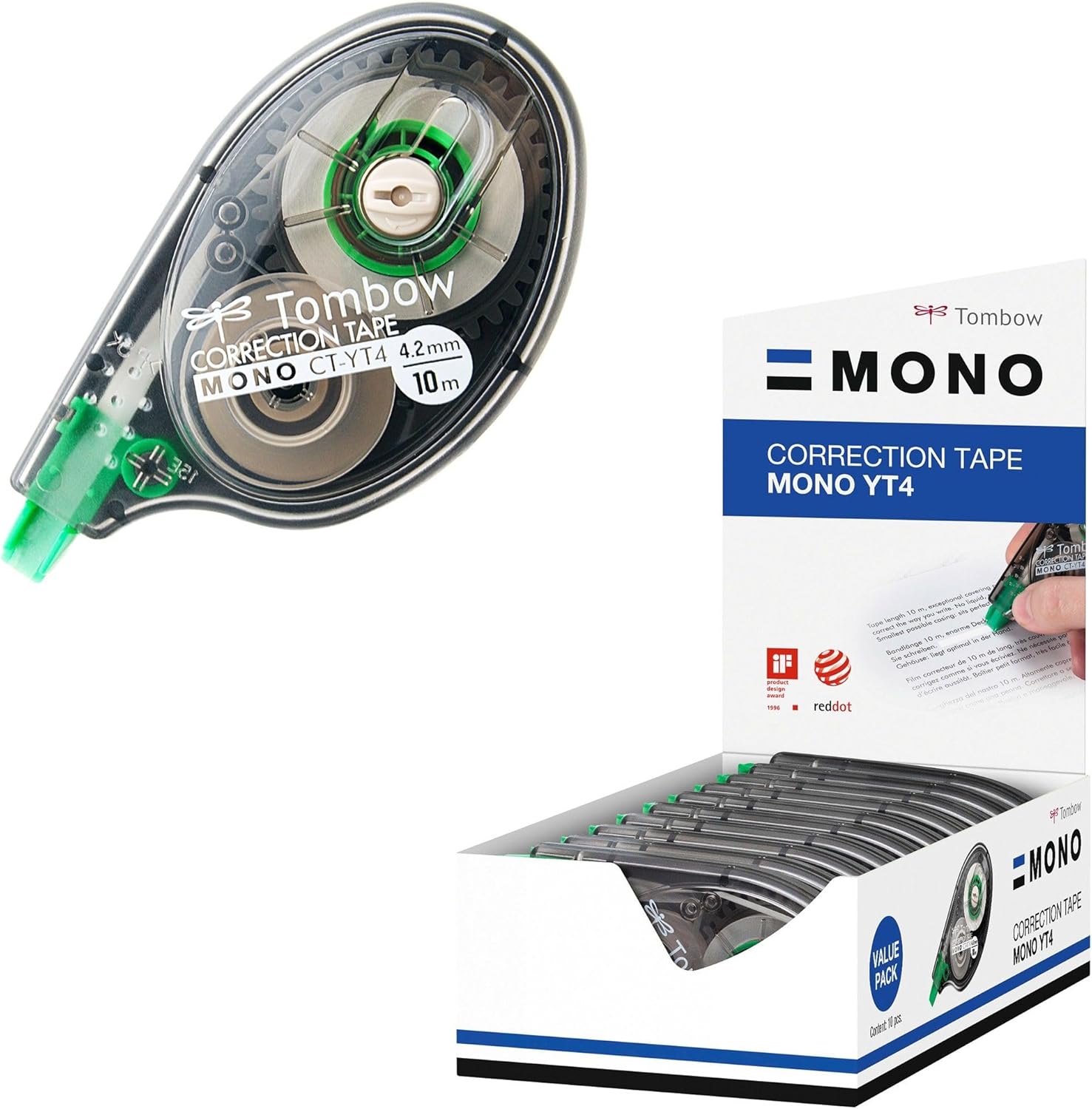 Tombow 315030 Mono Correction Tape in Clear Roller Case 4mmx10m Ref CT-YT4 [Pack 10]