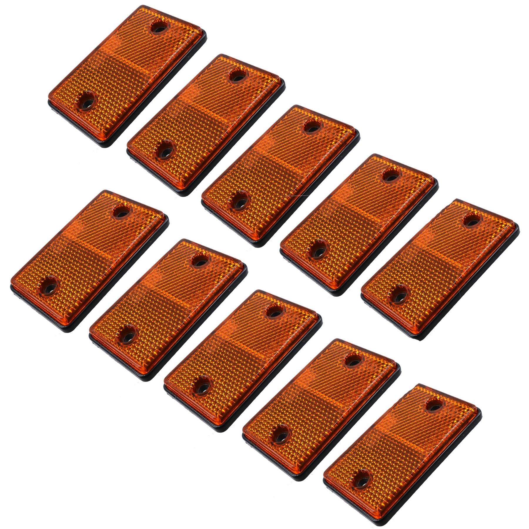 Ab Tools Orange/Amber 10 X Rectangular Reflectors For Driveway Gate Fence Post Trailers