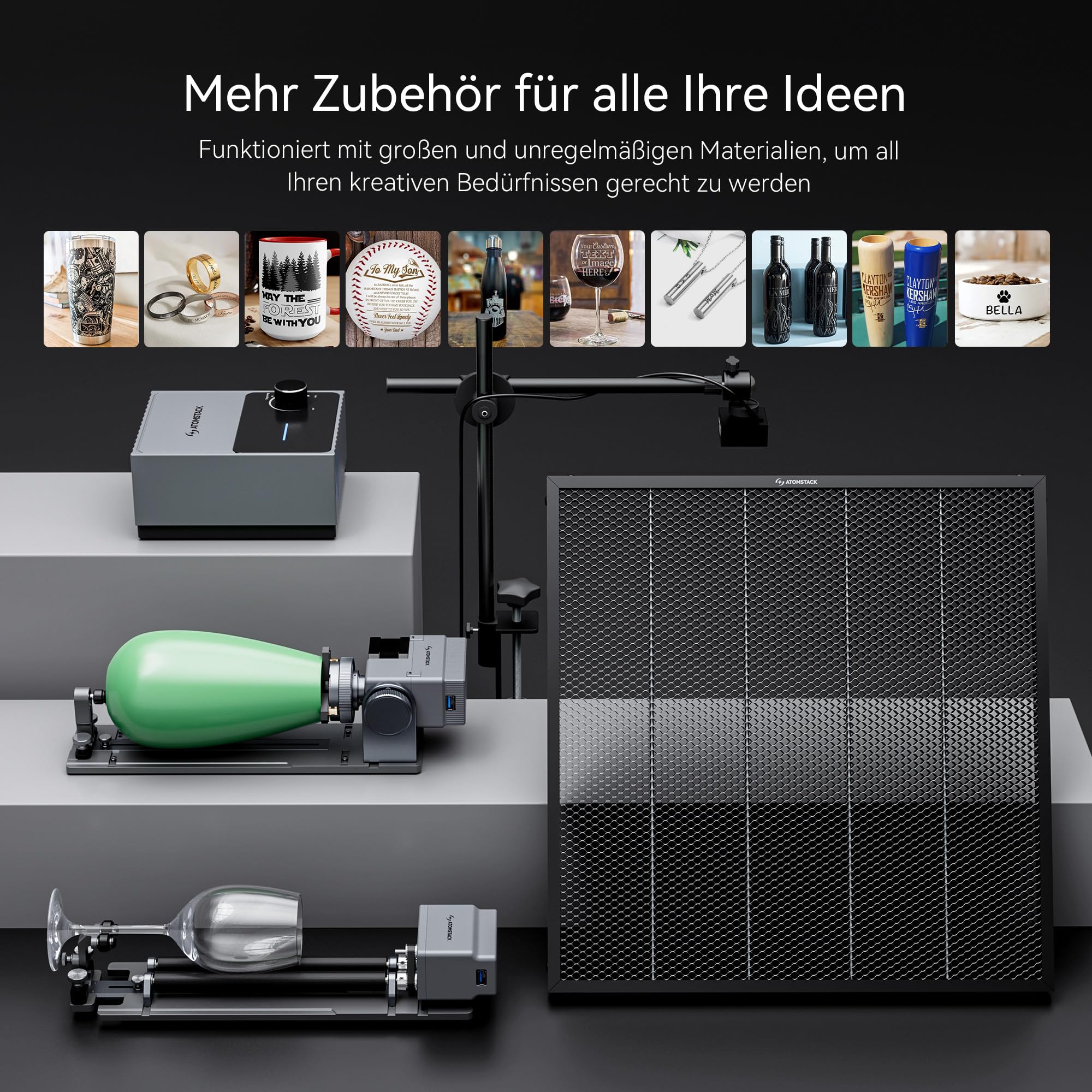ATOMSTACK 12W Laser graviermaschine, Gravurfläche 300 × 300 mm, Swift 12 W Serie Laserschneider, 0,01 mm hochpräzise Laser Cutter für Holz und dunkles Acryl, Leder (Schwarz, Swift 12W)