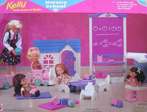 Barbie Kelly Guardería Playset W pizarrón, fregadero, tren & más. (1996 arcotoys, Mattel)