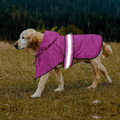 Miniatura 5 de Impermeable para perros  Impermeables con capucha para perros, abrigo de lluvia reflectante ajustable para perro, chaqueta de lluvia para perro,