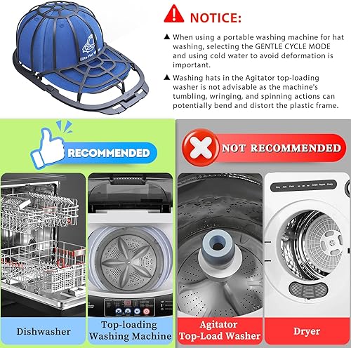 Miniatura 6 de Eiito Lavadora de sombreros para lavadora, paquete de 2 limpiadores de sombreros para gorras de béisbol, moldeador de sombreros para lavavajillas