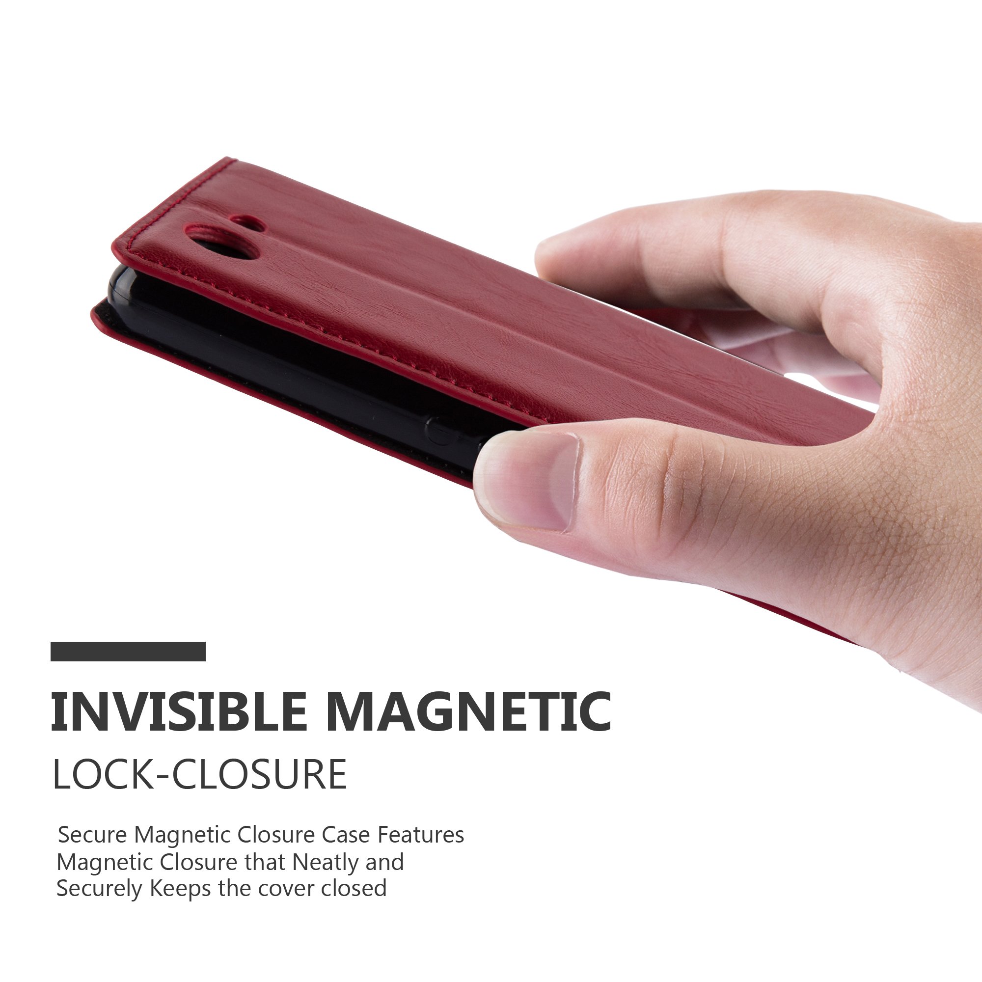 Cadorabo Custodia per Sony Xperia Z3 COMPACT in ROSSO MELA - Protezione in Stile Flip con Chiusura Magnetica - Case Cover Wallet Book Etui