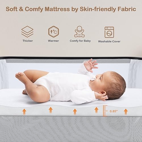 Miniatura 2 de Sailnovo Baby Bassinets Bedside Sleeper Bedside Bassinet for BabyNewborn, Baby Bedside Sleeper with Washable Mattress and Storage Basket, Safe