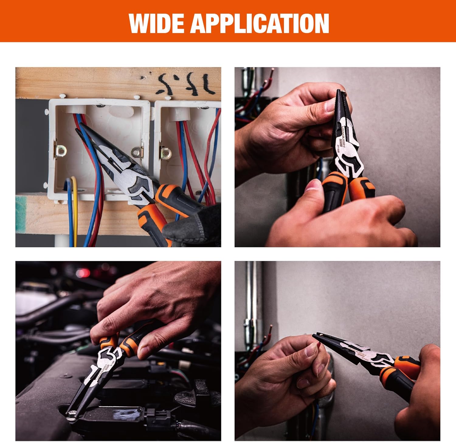Vanquish 8 Inch Long Needle Nose Pliers High-Leverage Wire Cutters with Comfort Grip Handle (3168)
