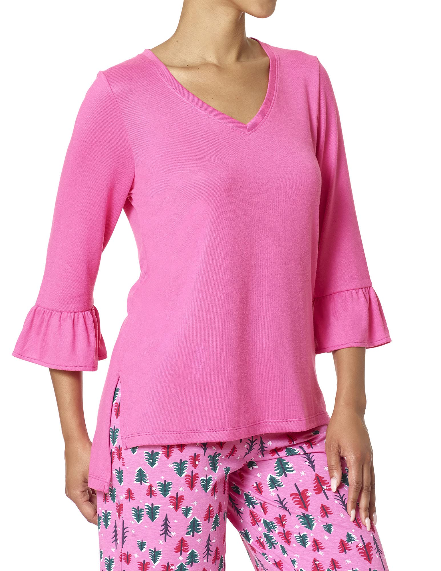 HUE Women's 3/4 Sleeve V-Neck Sleep Tee
