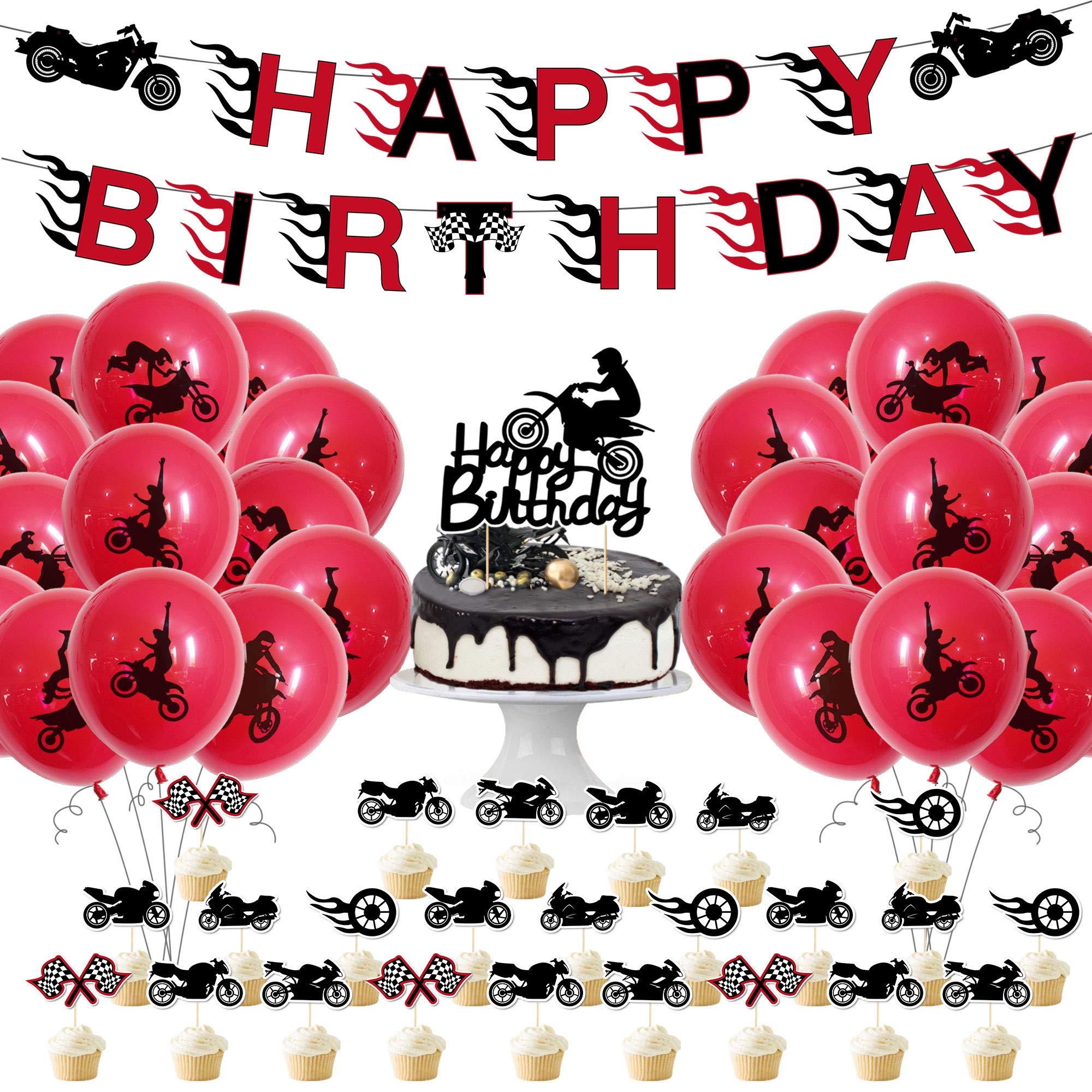 Buy Motorcycle Birthday Party Decorations 76Pcs Motocross Racing