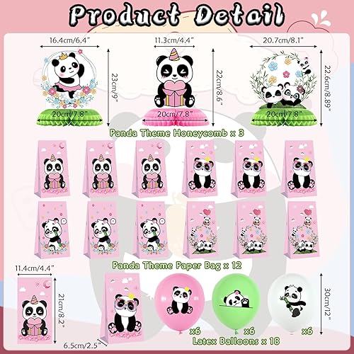 Miniatura 3 de KEFAN Decoraciones de fiesta de cumpleaños de panda para niñas, bonitos suministros de fiesta de panda, incluyendo pancarta, decoración de pasteles,
