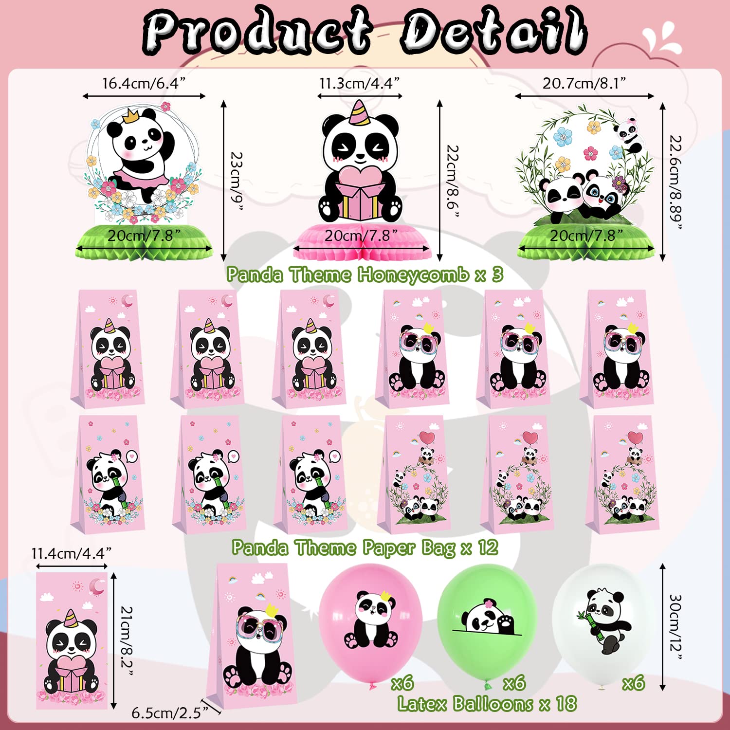 Decorazione Festa Panda 40 Pezzi | Palloncini In Alluminio E Lattice Con Striscione Compleanno | Kit Compleanno Per Bambini E Bambine