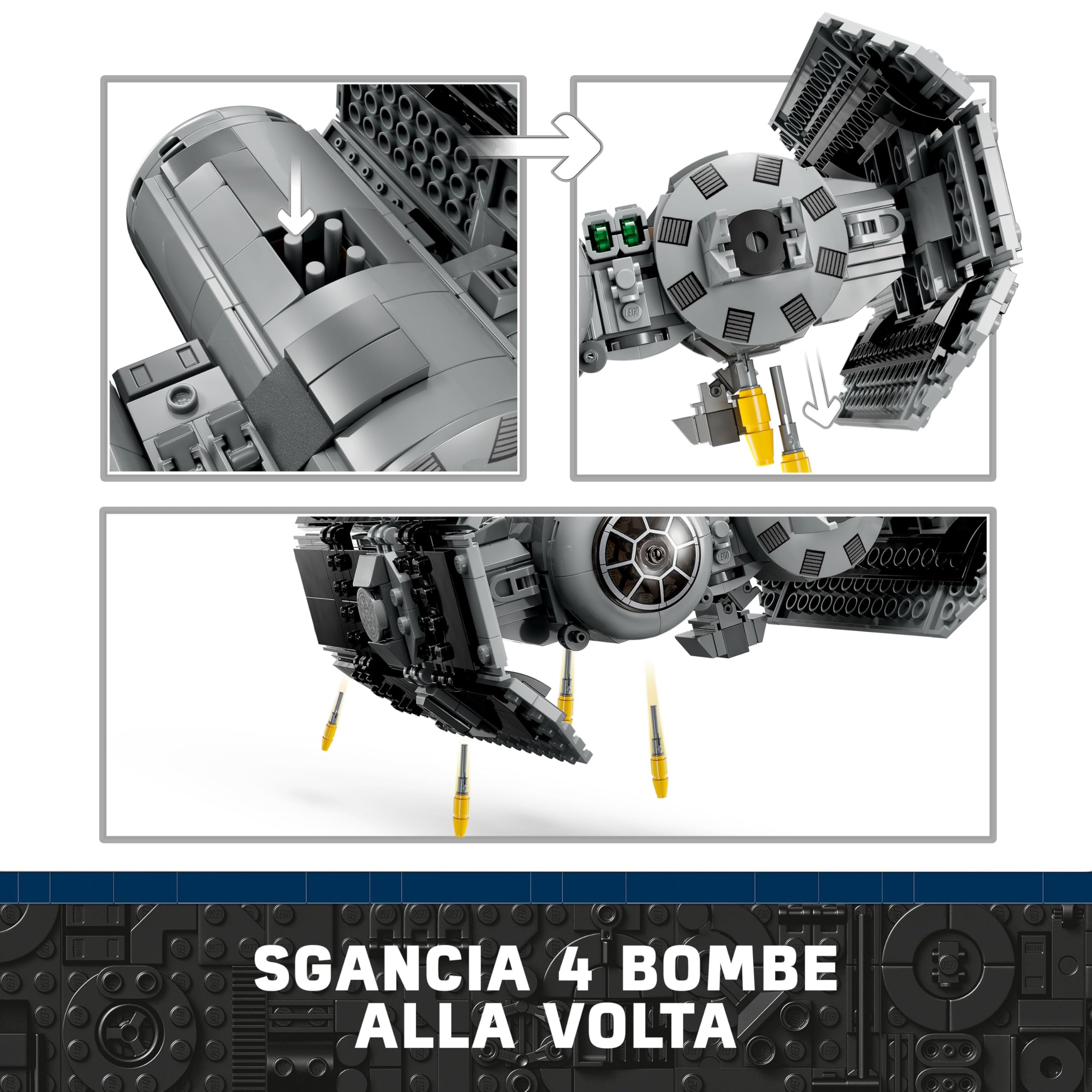 LEGO Star Wars 75347 TIE Bomber - Modello di Astronave Giocattolo con un Droide Gonk e la Minifigure di Darth Vader con Spada Laser - Regalo per Bambini da 9 Anni in su