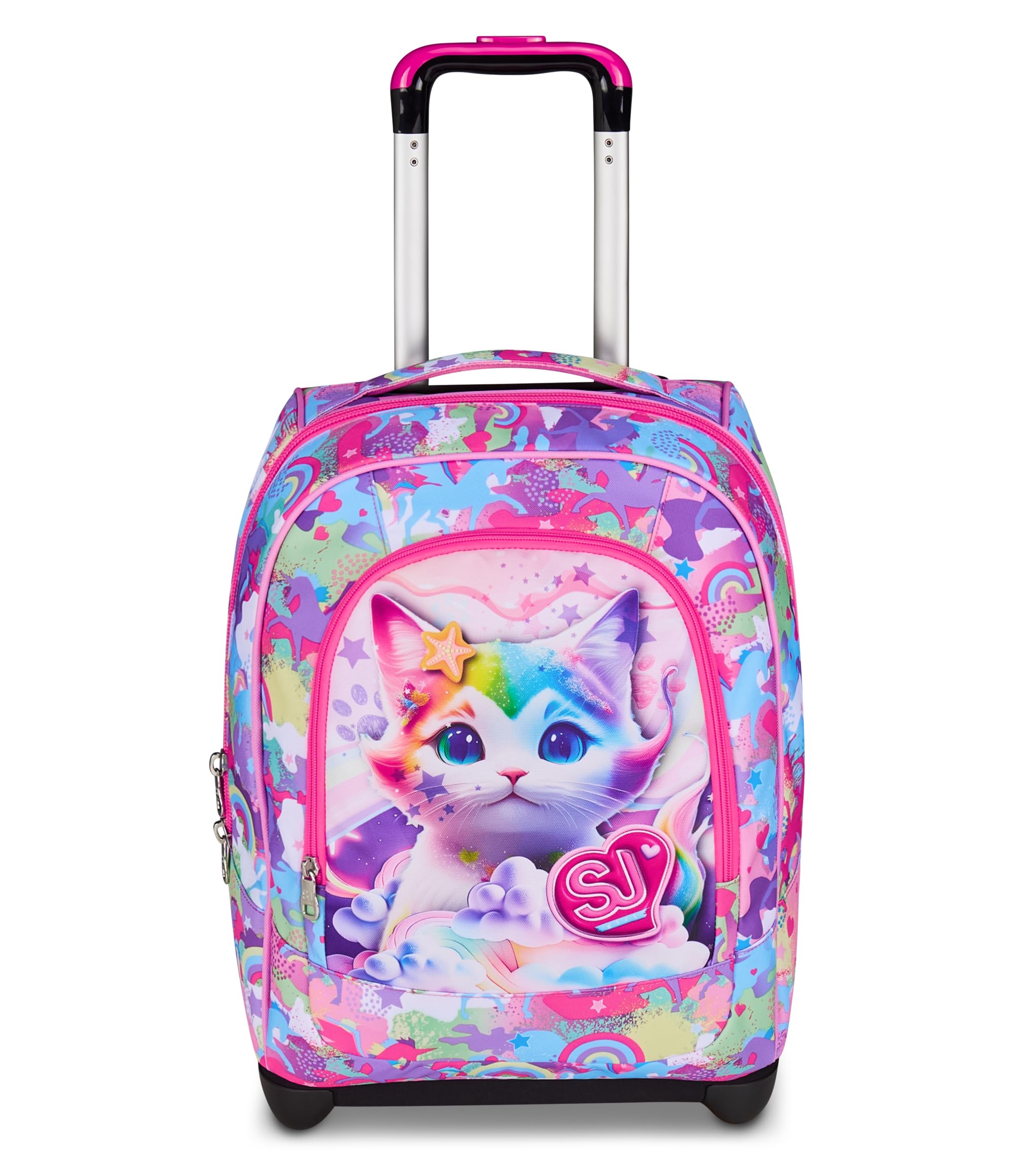 SJ GANG STYLE JAM GANG Trolley Scuola Fisso, Fucsia, 2 in 1, Doppio Uso, Trolley e Zaino, Zaino Scuola Elementare, Bambina