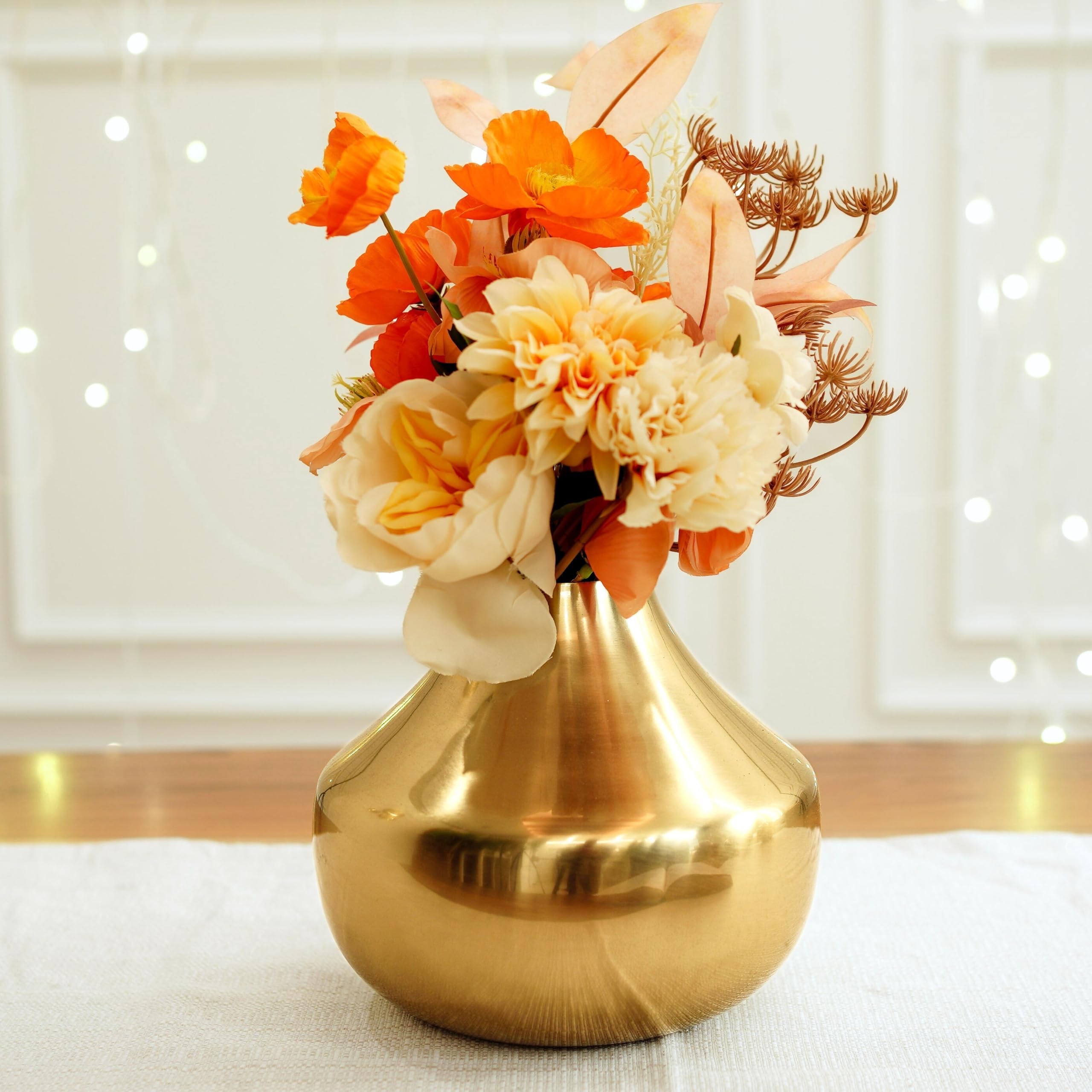 BEHOMA Gold Metal Vase - Elegant Home Decor -8