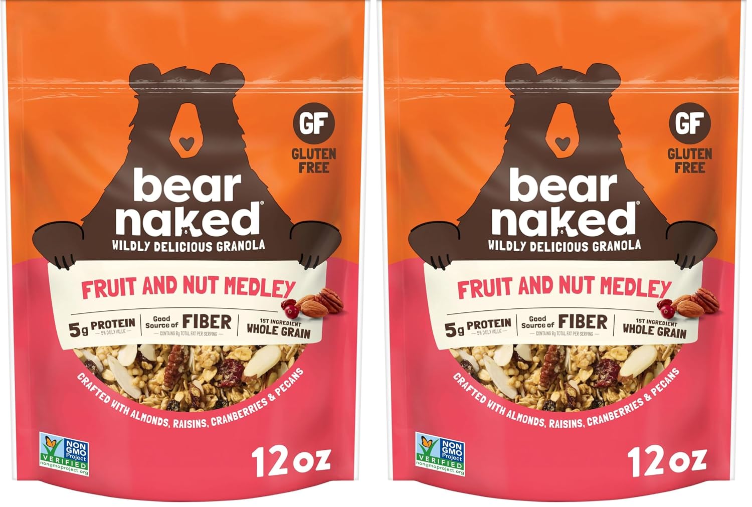 Bear Naked Granola Cereal, Breakfast Snacks, Fruit and Nut, 12oz Bag (1 Bag) (Pack of 2)