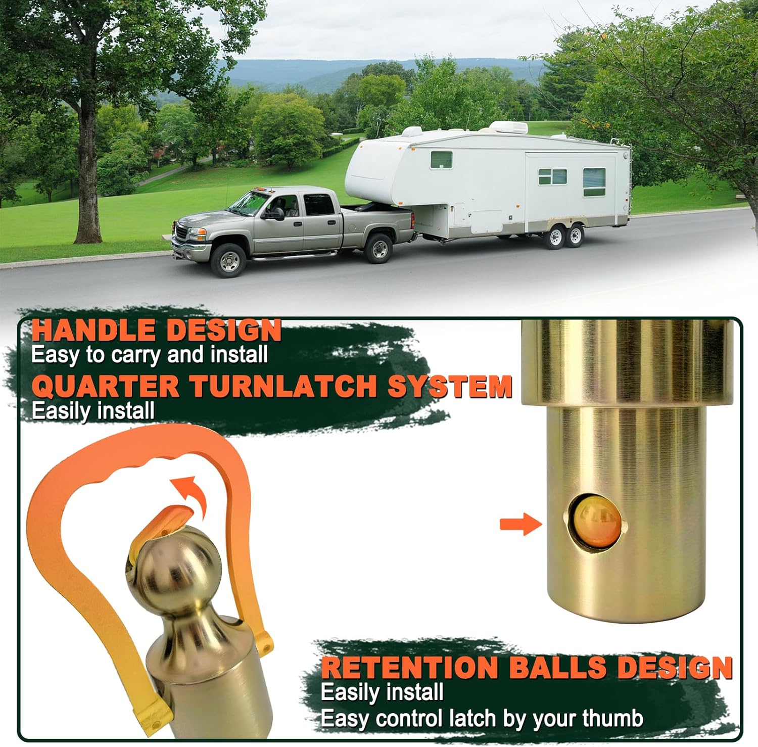 Gooseneck Hitch Ball GNXA2061 - Trailer Hitch Ball 2-5/16 Inch for Ford F-250, GMC Sierra 2500/3500 HD, Nissan Titan XD Trucks, 30000 LBS GTW