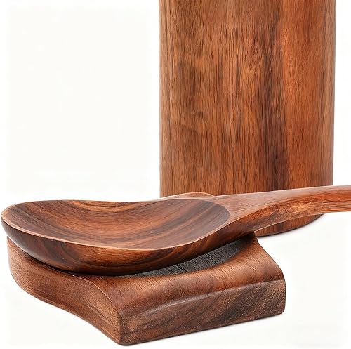 Miniatura 4 de Juego de espátulas de madera  9 piezas de acacia  Colección de utensilios de cocina  Herramientas de cocina naturales para hornear servir mezcla y