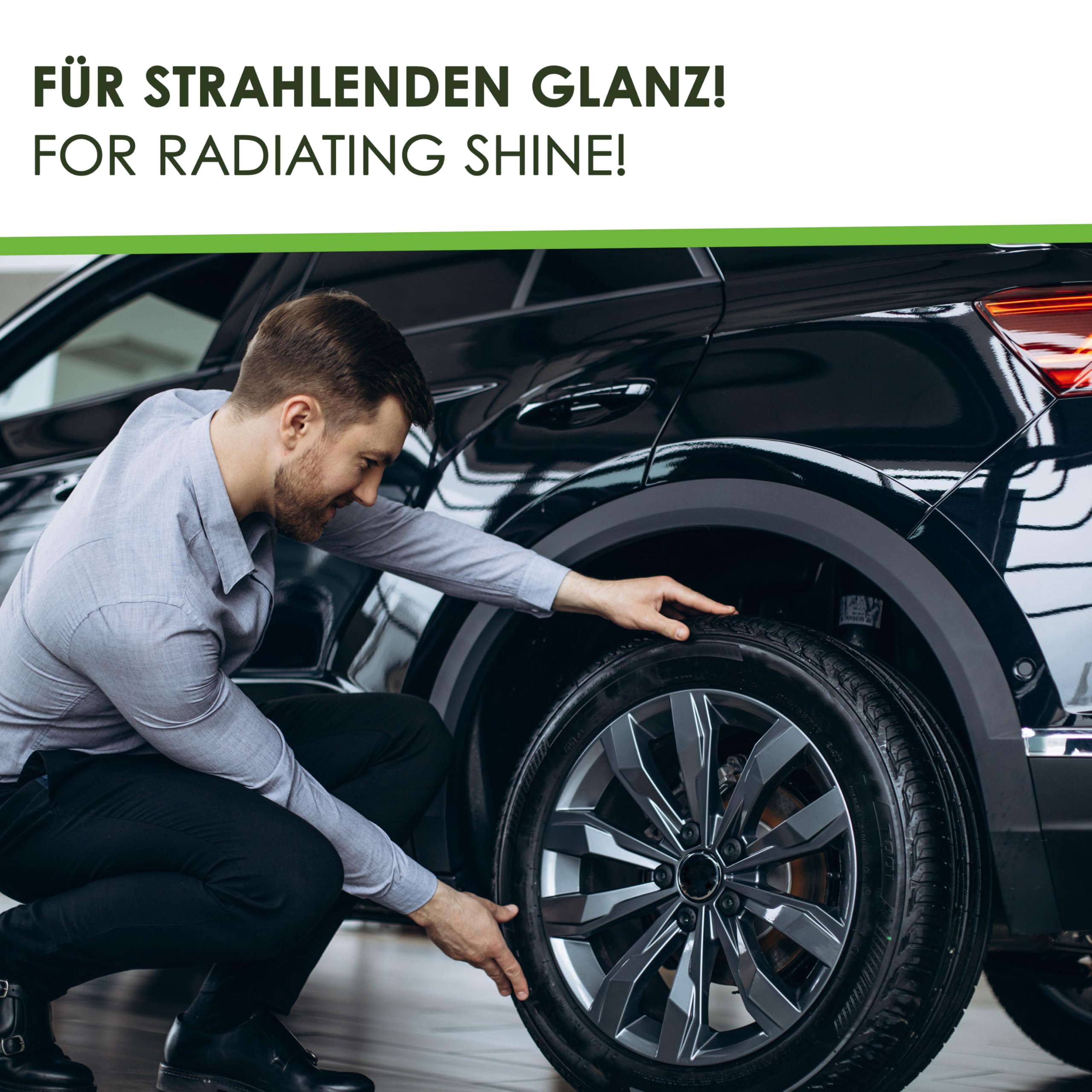 4 x 5L Reifenglanz - Auto Kunststoffpflege & Gummipflege für Außen - Schwarz - Reifenpflege für Reifenglanz - Autoreifen Pflege und Reifen Reiniger - Reifenschwarz Auto