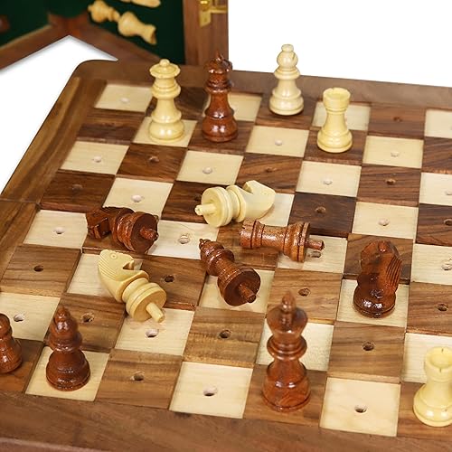 Miniatura 4 de Juego de ajedrez de viaje plegable de palisandro para ciegos o personas con baja visión o discapacidades visuales, grande (12 pulgadas)